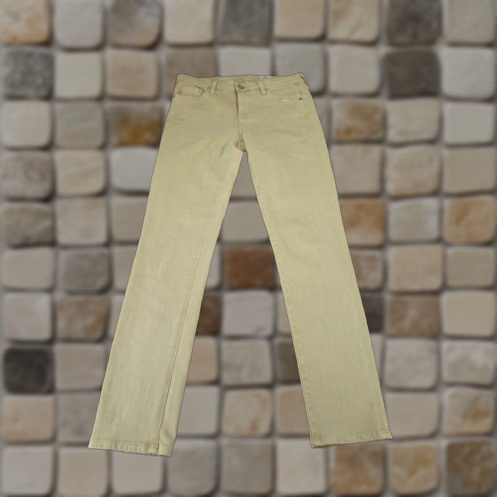 AG Jeans AG Adriano Goldschmied Women's 27 The Prima Ankle Jeans Beige Stretch Denim - Light Wash, Mid Rise, Zipper Accents, Stain Size 27" / US 4 / IT 40 - 1 Thumbnail