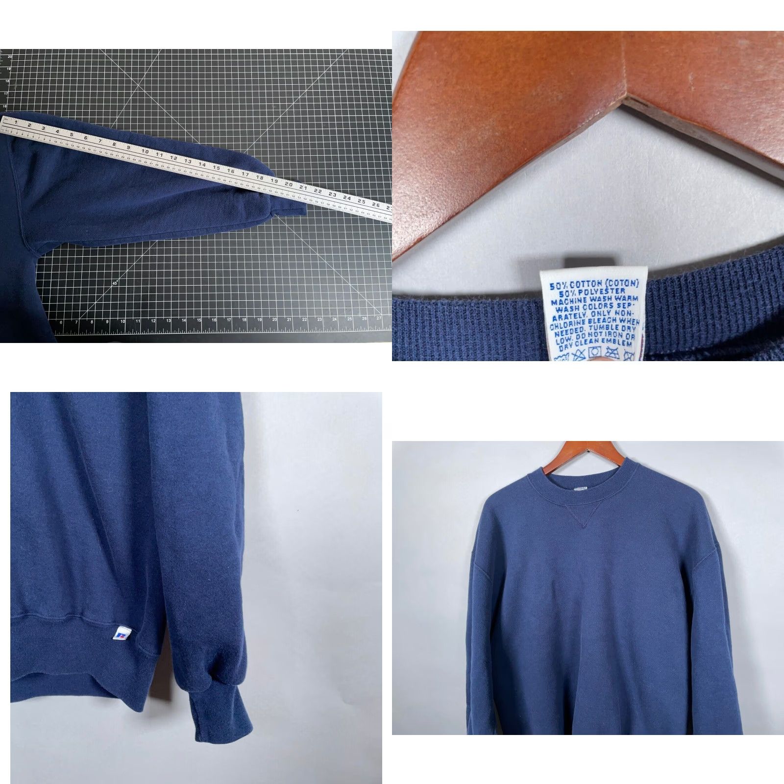 Russell Athletic VINTAGE Russell Athletic Sweatshirt Adult XL Dark Blue 50/50 Cotton Polyester USA Made Crew Neck Pullover Long Sleeve Mens 90s Retro Size US XL / EU 56 / 4 - 8 Thumbnail