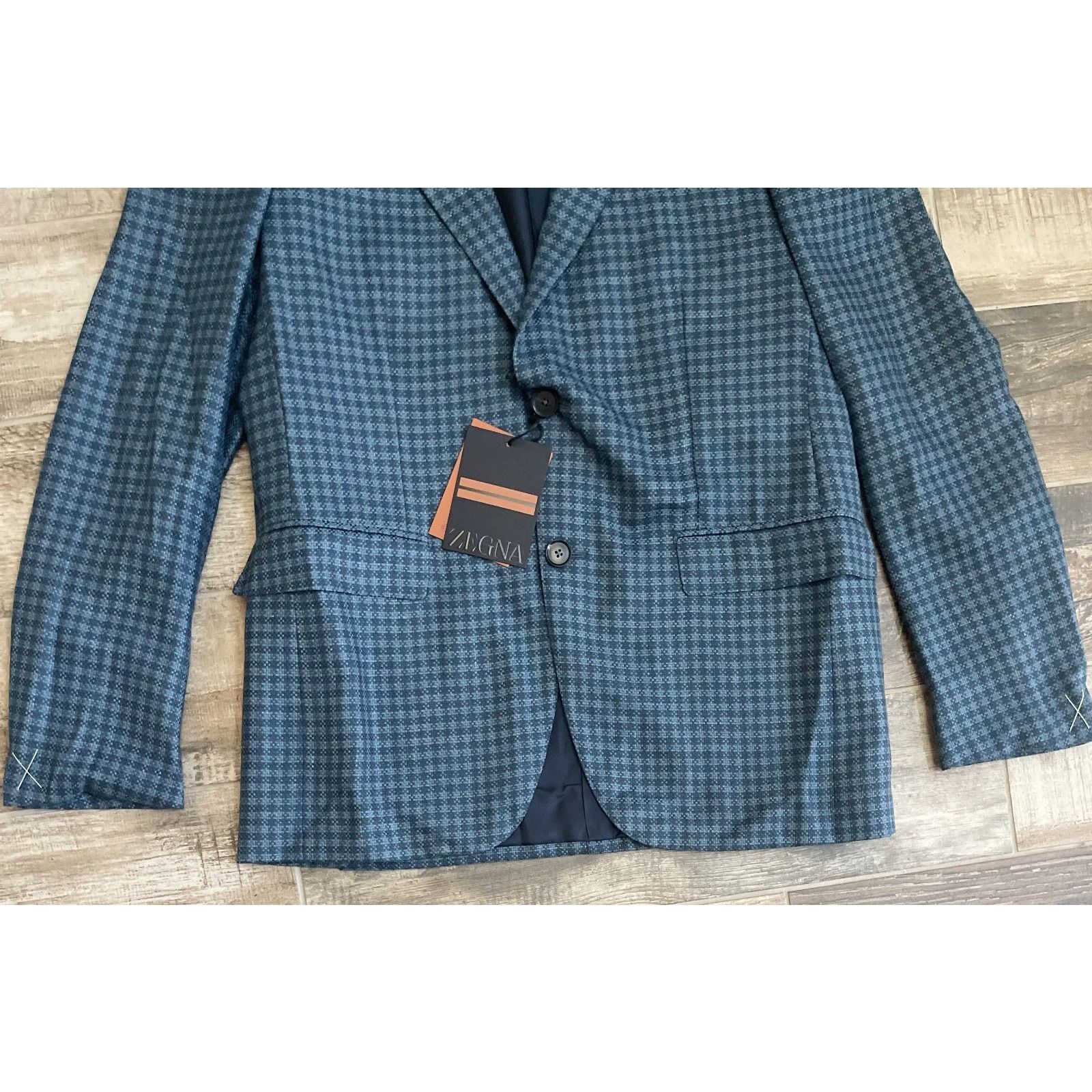 Ermenegildo Zegna $4595 NWT ZEGNA Blue Micro Check Cashmere Sport Coat 52(42)R Size 42R - 3 Thumbnail