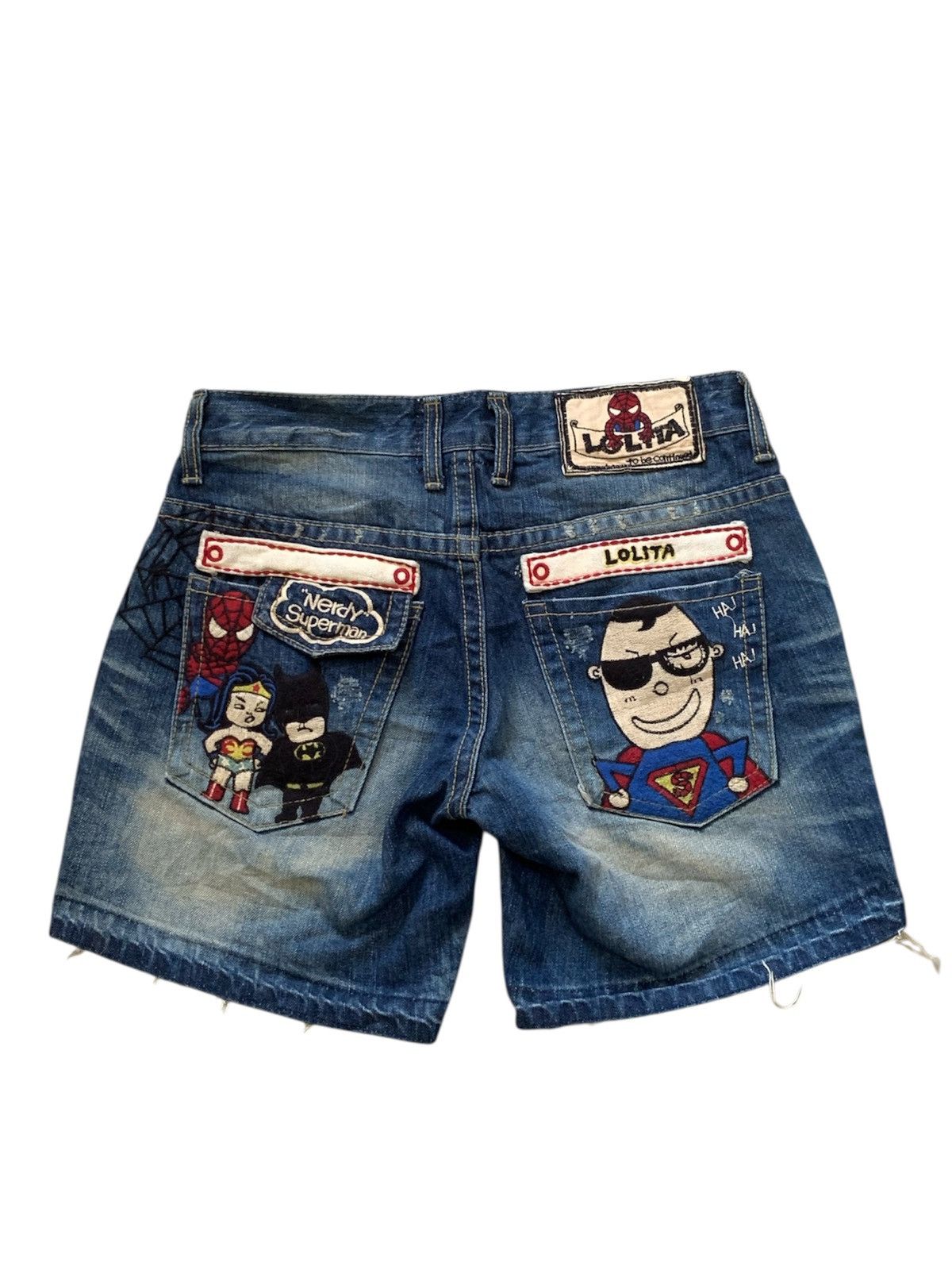 🐍 RARE 🐍 LOLITA Yoshitomo Nara “Nerdy Superman” Short Jeans