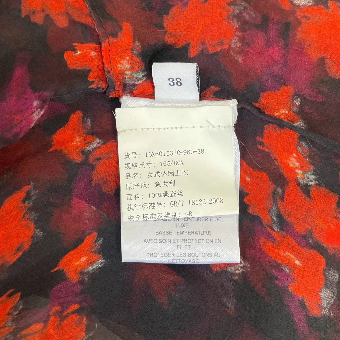 Givenchy Givenchy floral silk LS black-red ruffled shirt FR38 Size XS / US 0-2 / IT 36-38 - 6 Thumbnail