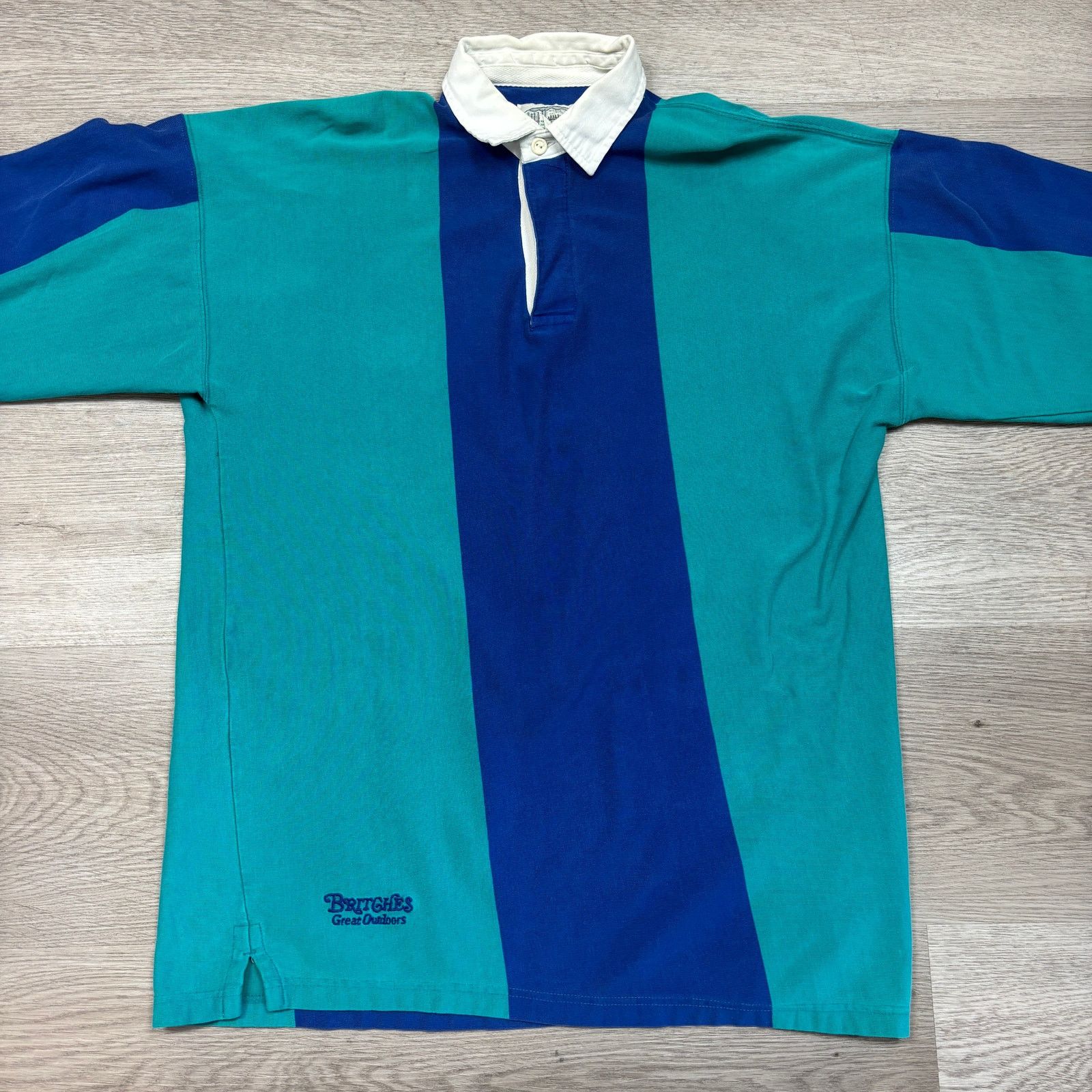 Britches × Vintage VTG Britches Great Outdoors Stripe Rugby Shirt Men's Large Size US L / EU 52-54 / 3 - 2 Thumbnail