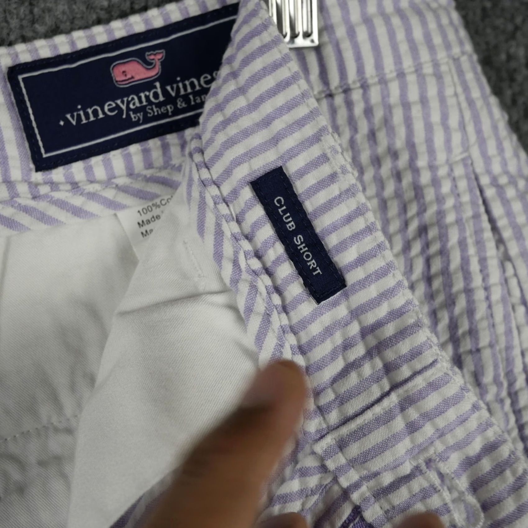 Vineyard Vines Vineyard Vines Shorts Mens 32 Purple Seersucker Stripe Club Short Chino Casual Size US 32 / EU 48 - 5 Thumbnail
