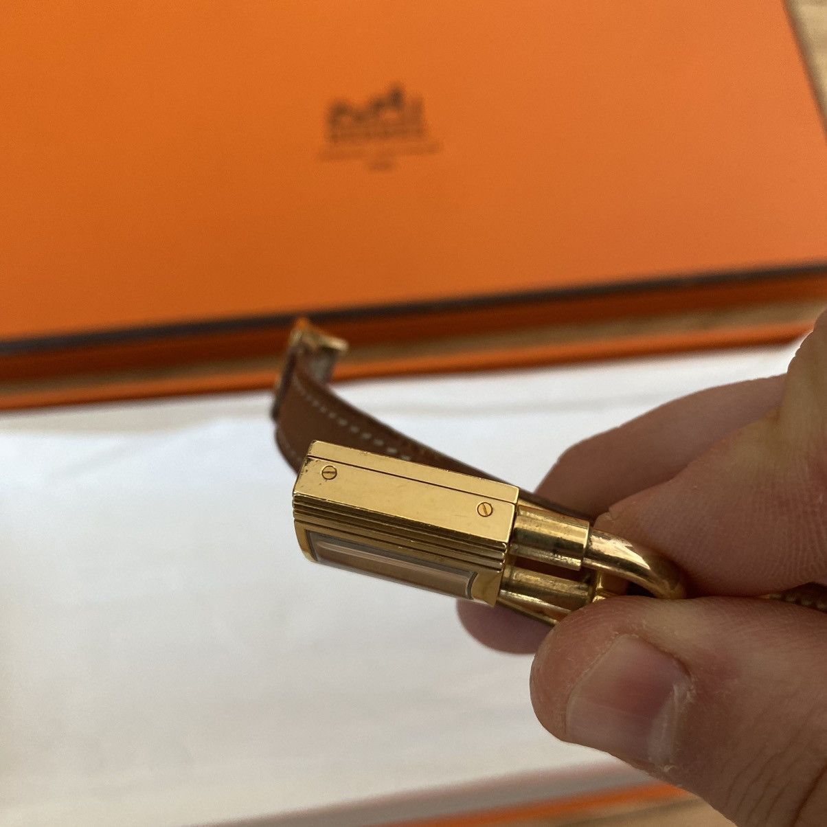 Hermes Hermes Kelly Watch Gold Brown Leather Bracelet Paris Vintage Size ONE SIZE - 11 Thumbnail