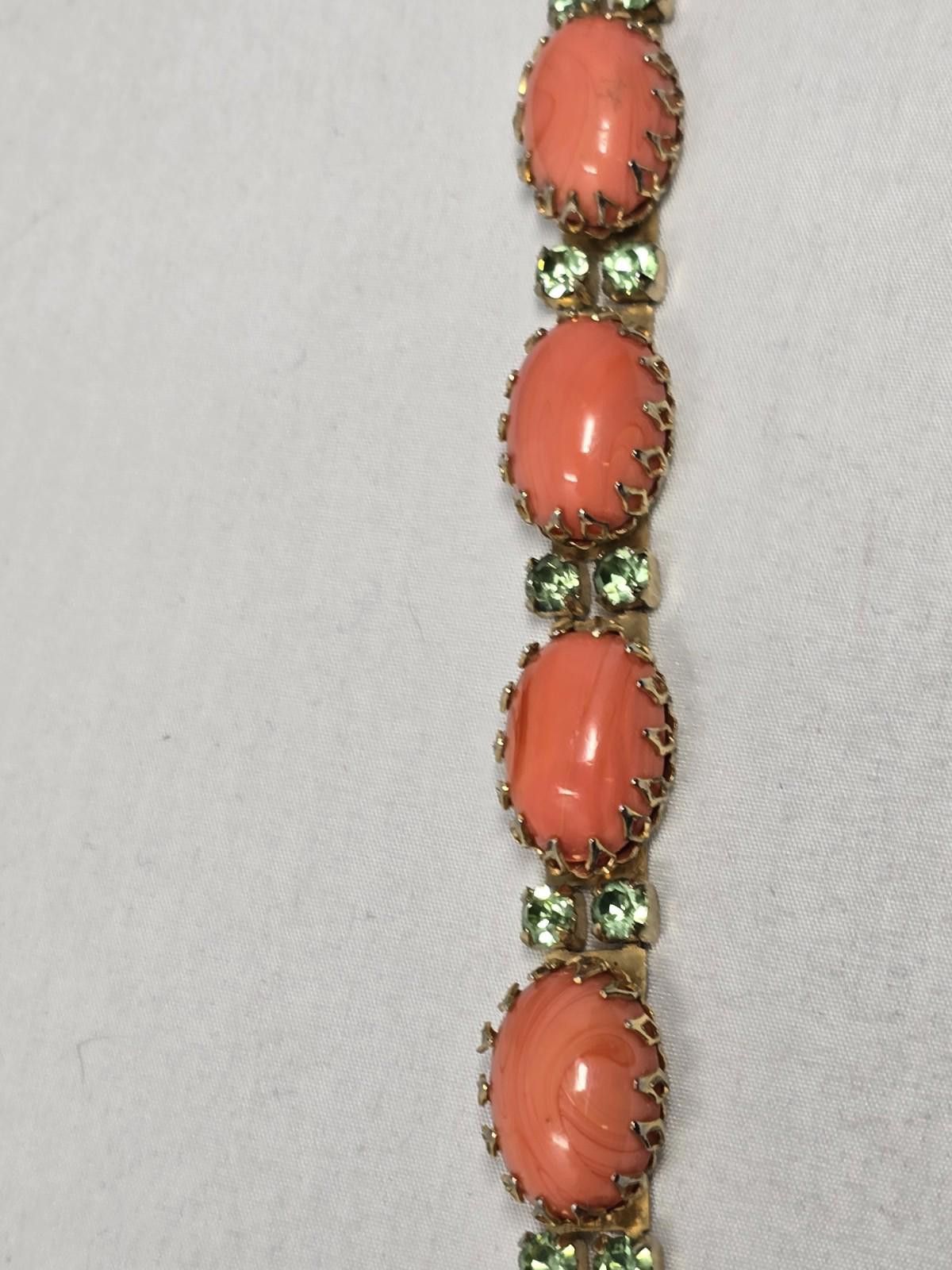 Other Vintage Hattie Carnegie Coral Cabochon Bracelet Signed Size ONE SIZE - 2 Thumbnail