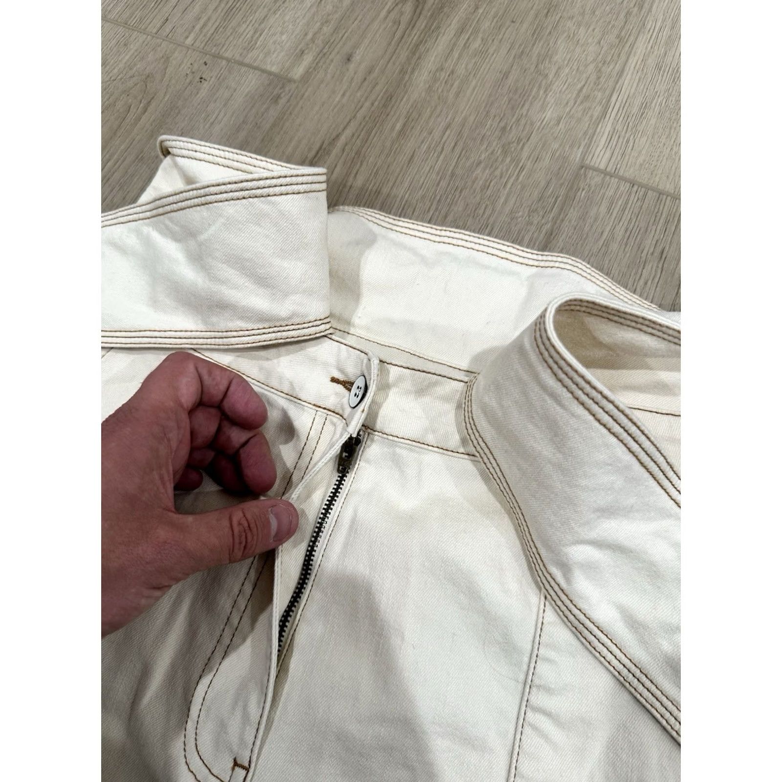 Ulla Johnson NWT Ulla Johnson Storm Barrel Jeans Sz 8 Tie Waist Baggy Tapered High Rise Ivory Size 30" / US 8 / IT 44 - 7 Thumbnail