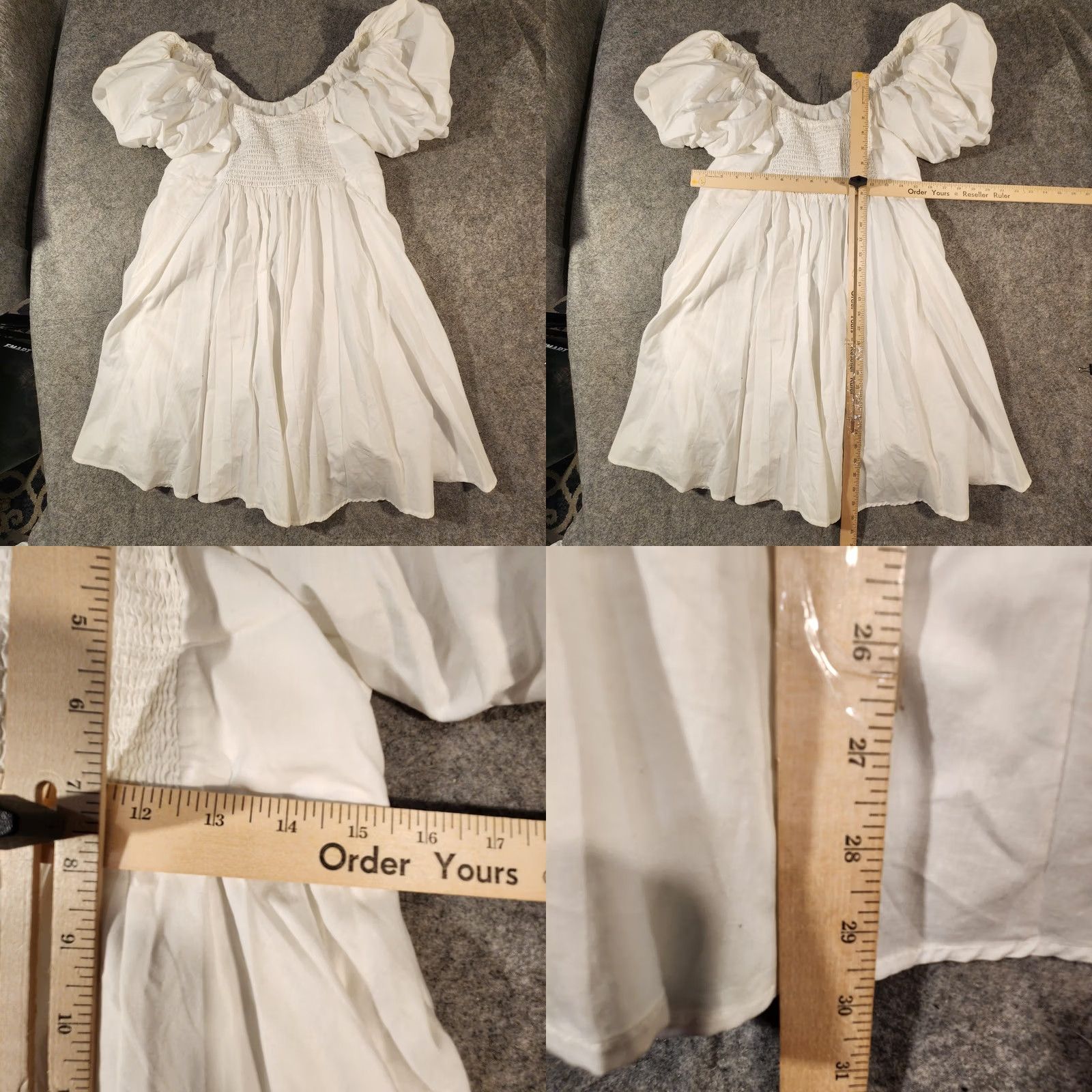 Abercrombie & Fitch Abercrombie & Fitch Dress Womens Large White Puff Sleeve Smocked Off Shoulder Size L / US 10 / IT 46 - 8 Thumbnail