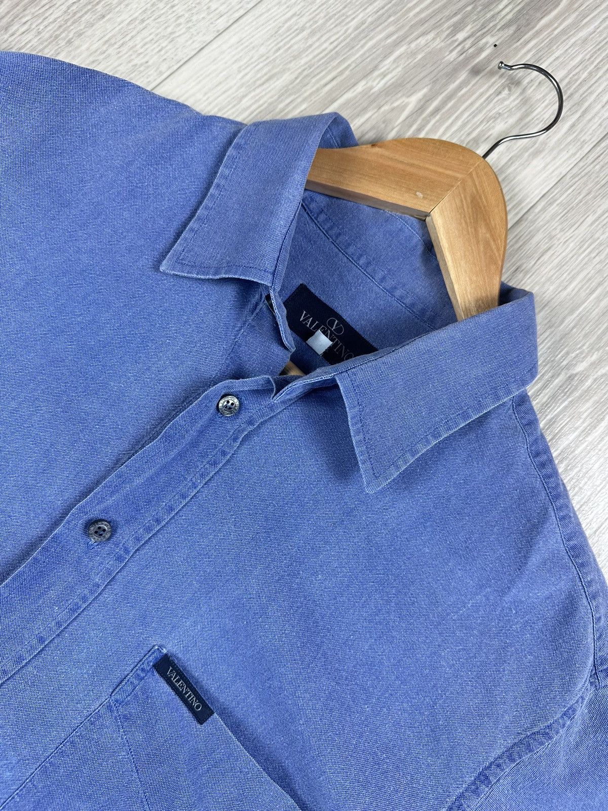 Valentino × Vintage Valentino Shirt Long Sleeve Blue Vintage Size XL Size US XL / EU 56 / 4 - 4 Thumbnail