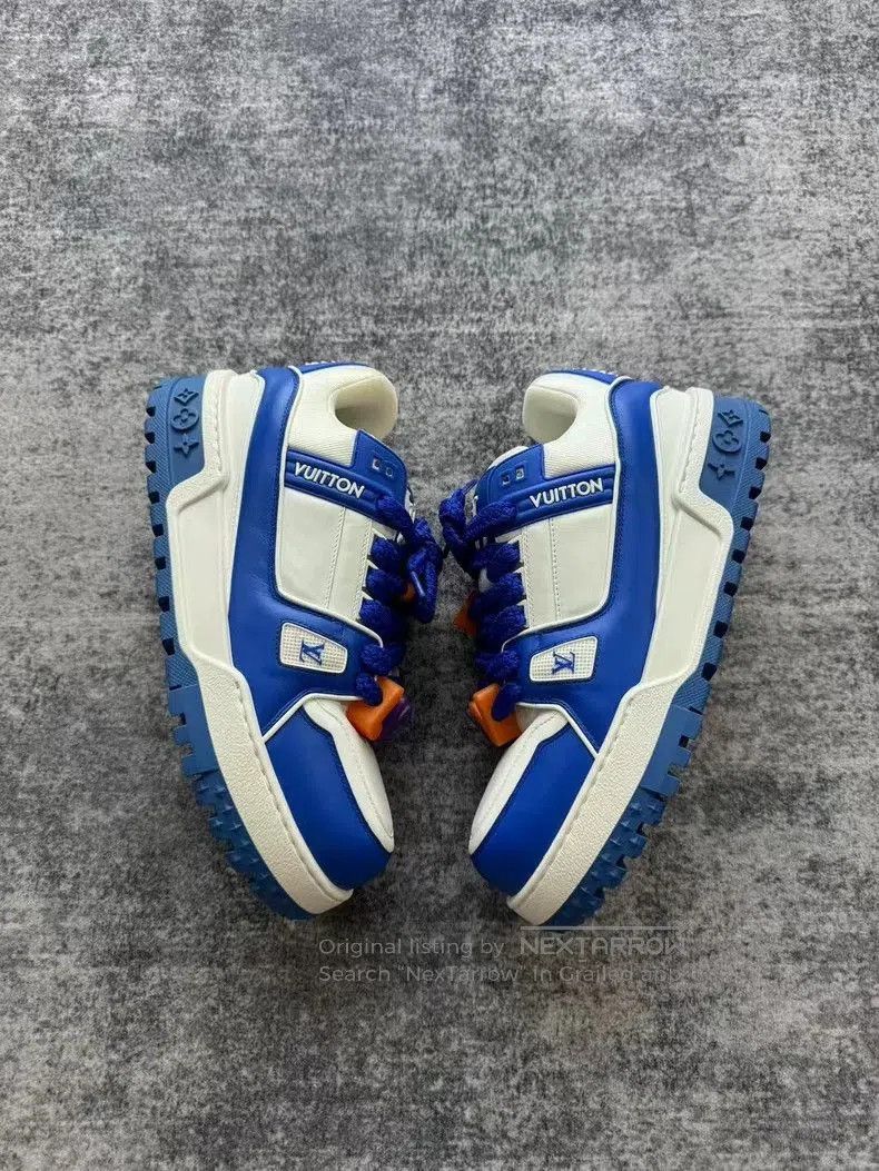 Louis Vuitton Louis Vuitton White Blue Trainer Sneakers. Size US 9 / EU 42 - 3 Thumbnail