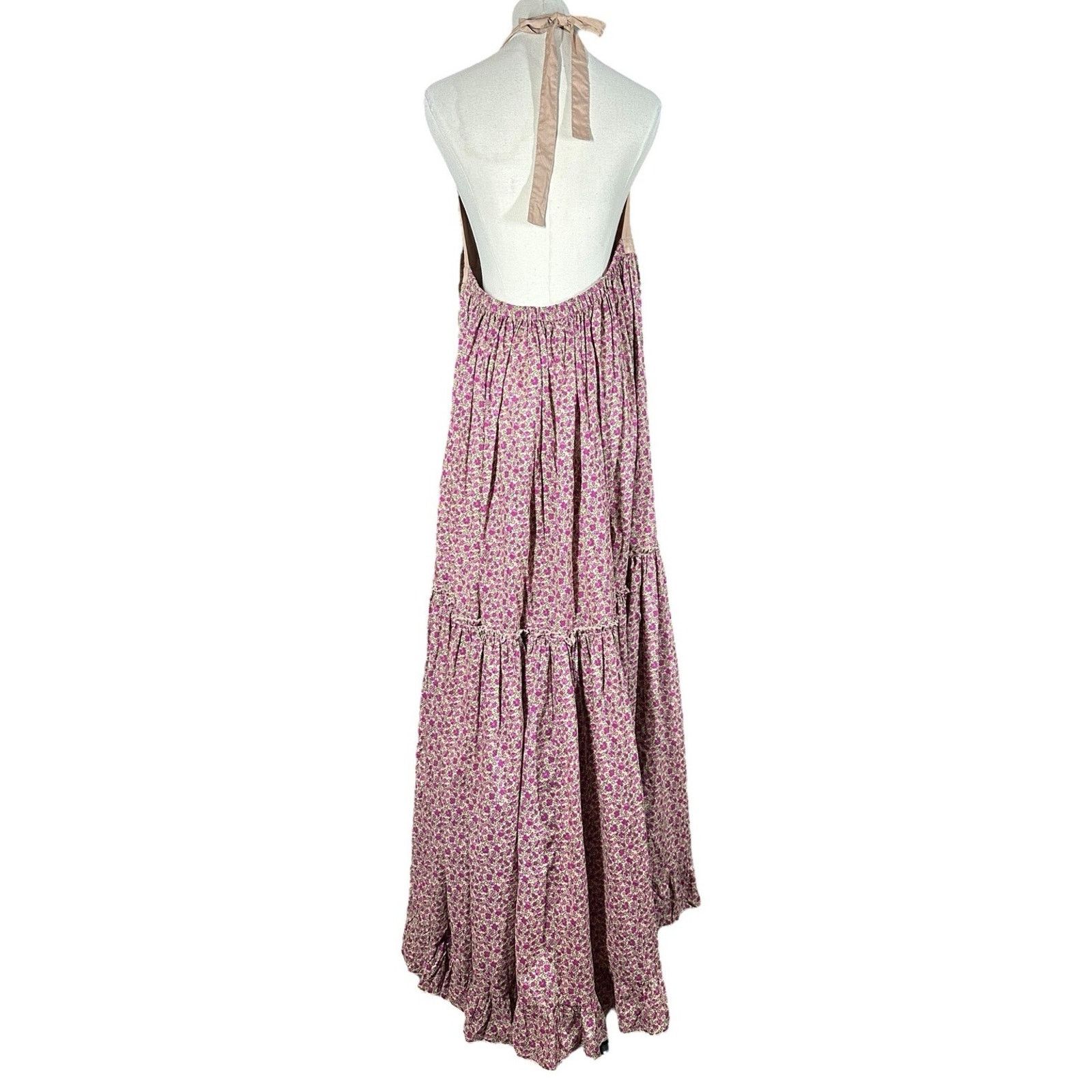Other Moda International Halter Maxi Dress XL Ditzy Floral Boho Size XL / US 12-14 / IT 48-50 - 7 Thumbnail