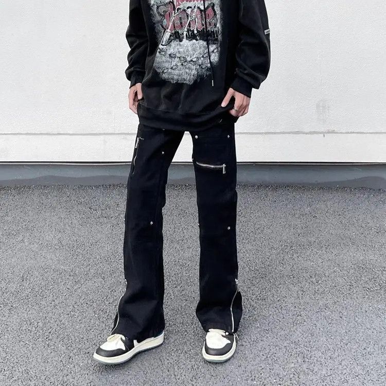 Japanese Brand Loose straight zippered slit jeans Size US 32 / EU 48 - 5 Thumbnail