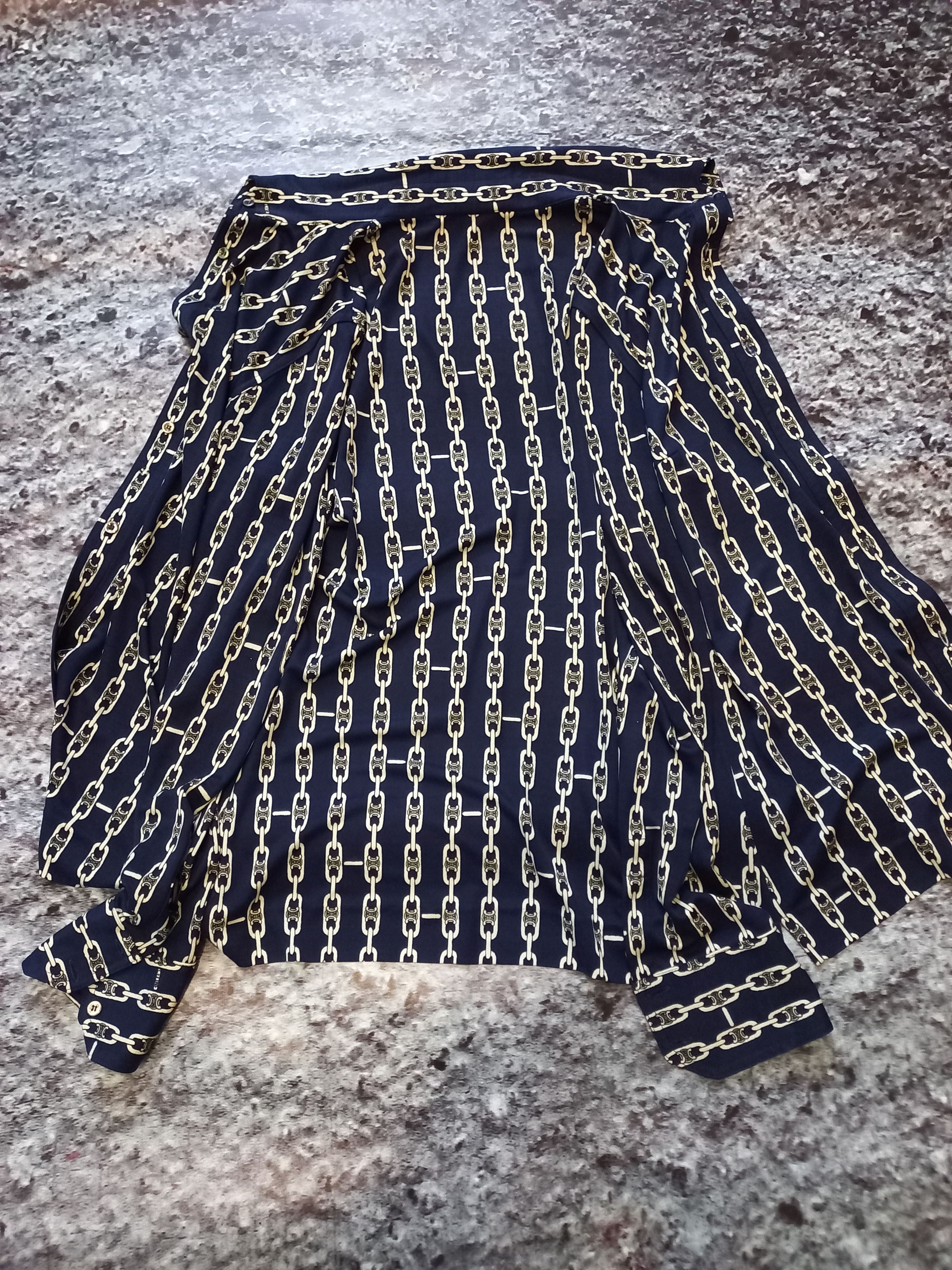 Celine × Vintage Shirt Celine Blue Womens, Pure Shilk 100 Size L / US 10 / IT 46 - 19 Thumbnail
