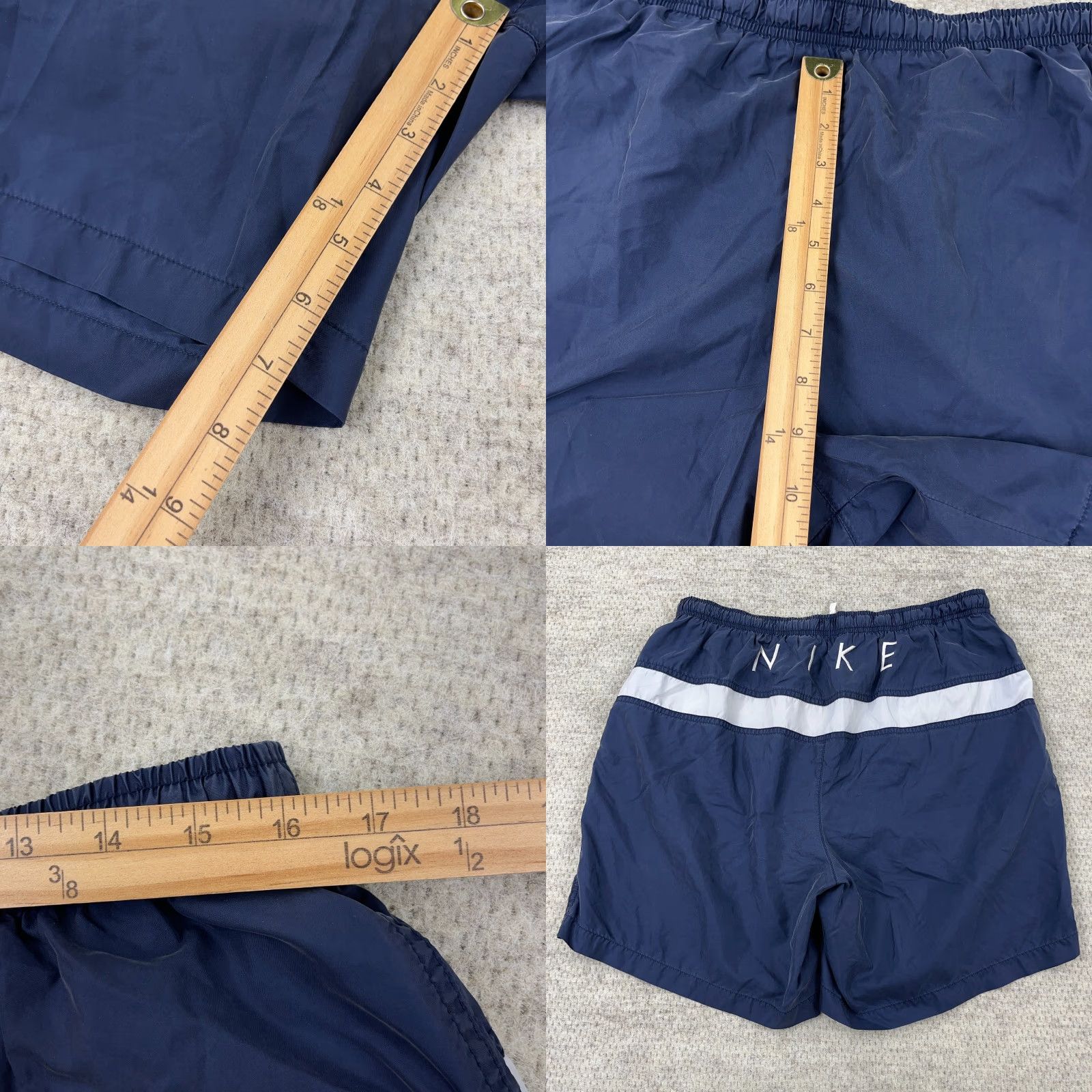 Nike VINTAGE Nike Swim Trunks Men Large Navy Blue Bored Shorts Spellout 2000s Swim Trunks Nike Men L Navy Blue 2000s Size US 33 - 8 Thumbnail