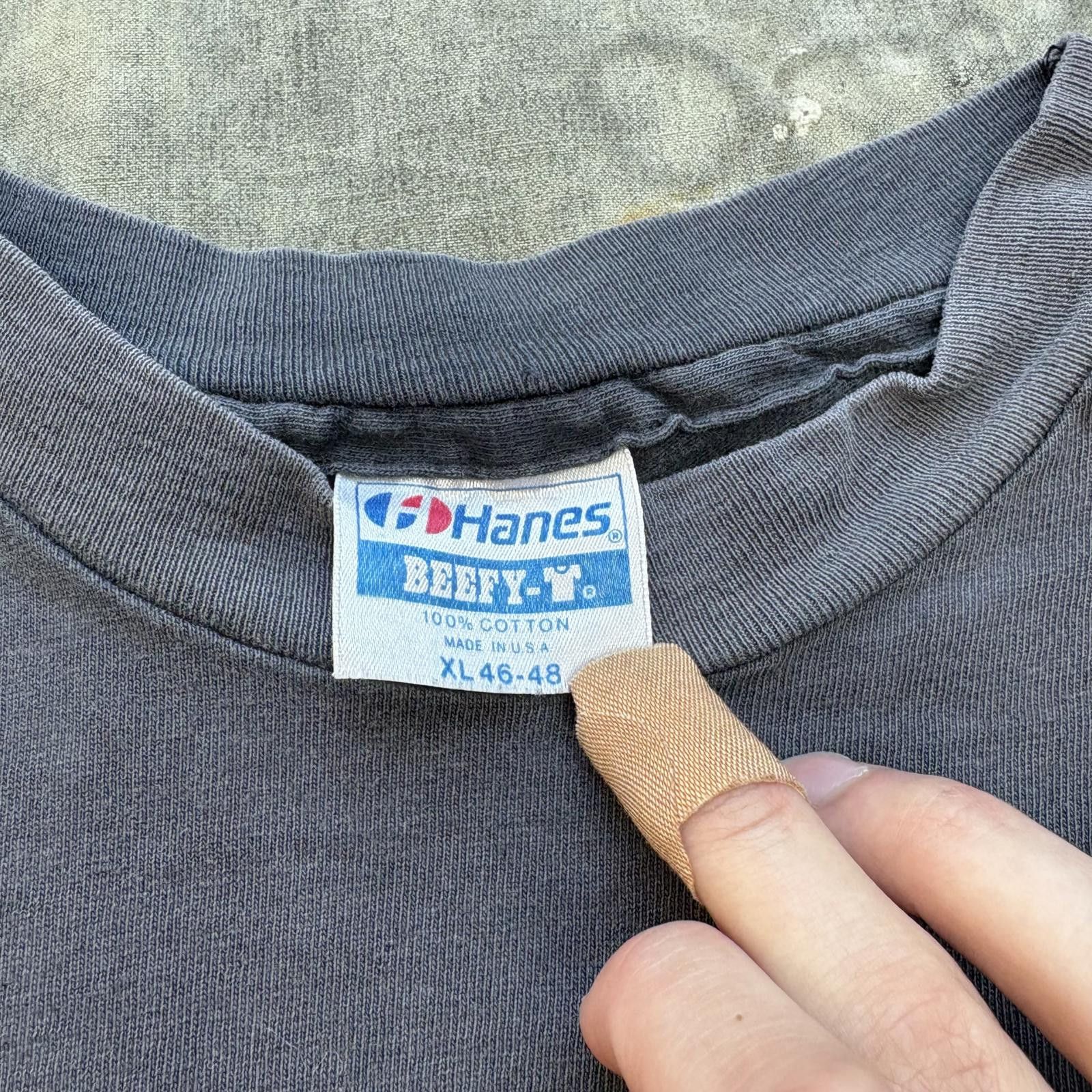 Tannery West Vintage 80s Tannery West Leather Faded Black Hanes Shirt Size US XL / EU 56 / 4 - 3 Thumbnail