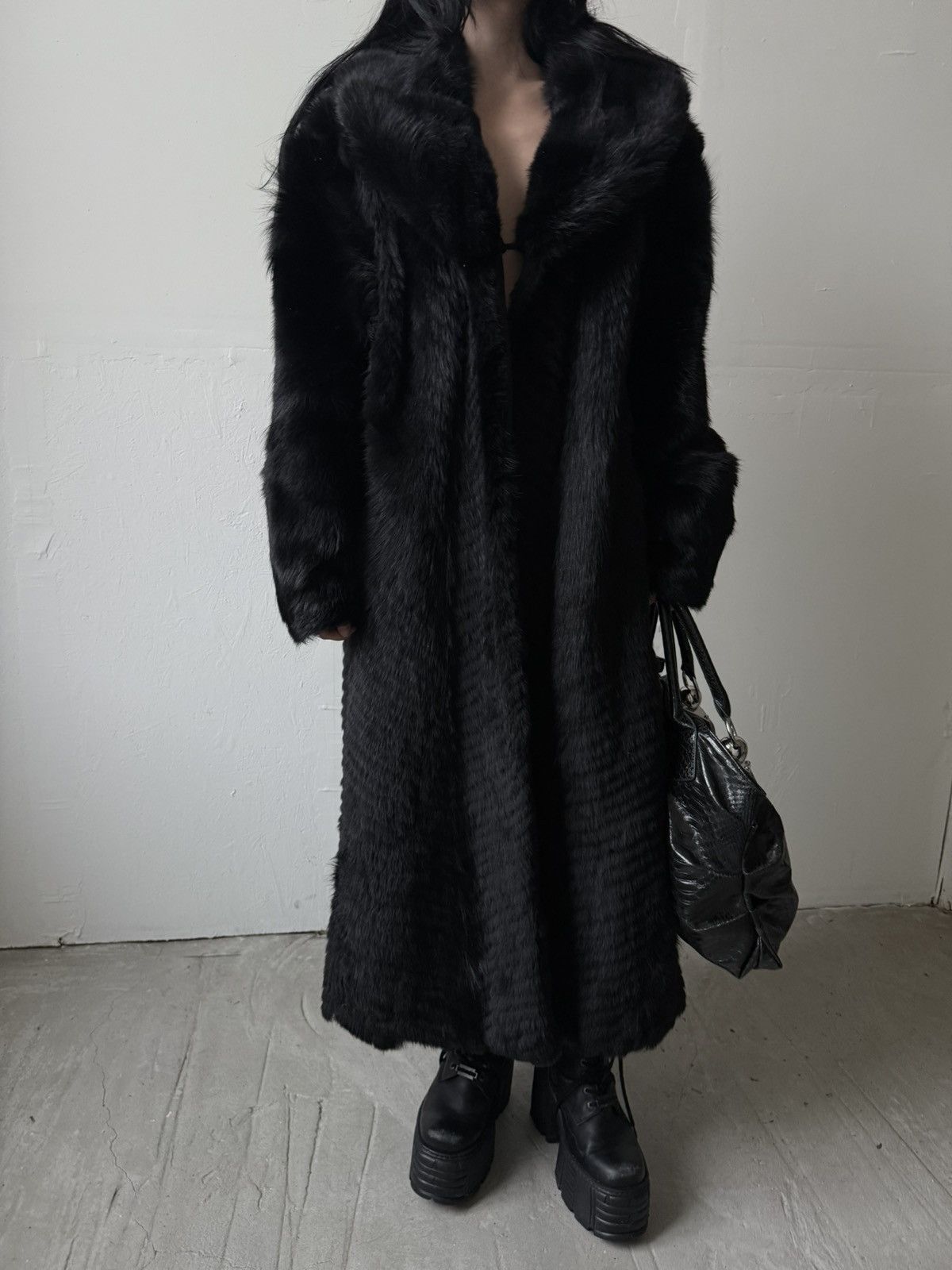 Other Vintage Real Fur Maxi Coat Grunge Size XS / US 0-2 / IT 36-38 - 4 Thumbnail