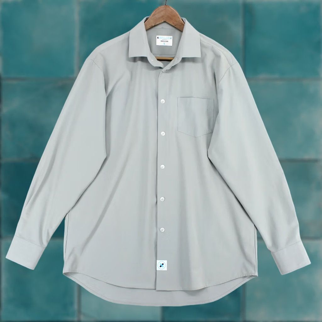 Vintage &Collar Shirt Mens L Gray Performance Stretch Long Sleeve Regular Fit Size US L / EU 52-54 / 3 - 1 Thumbnail