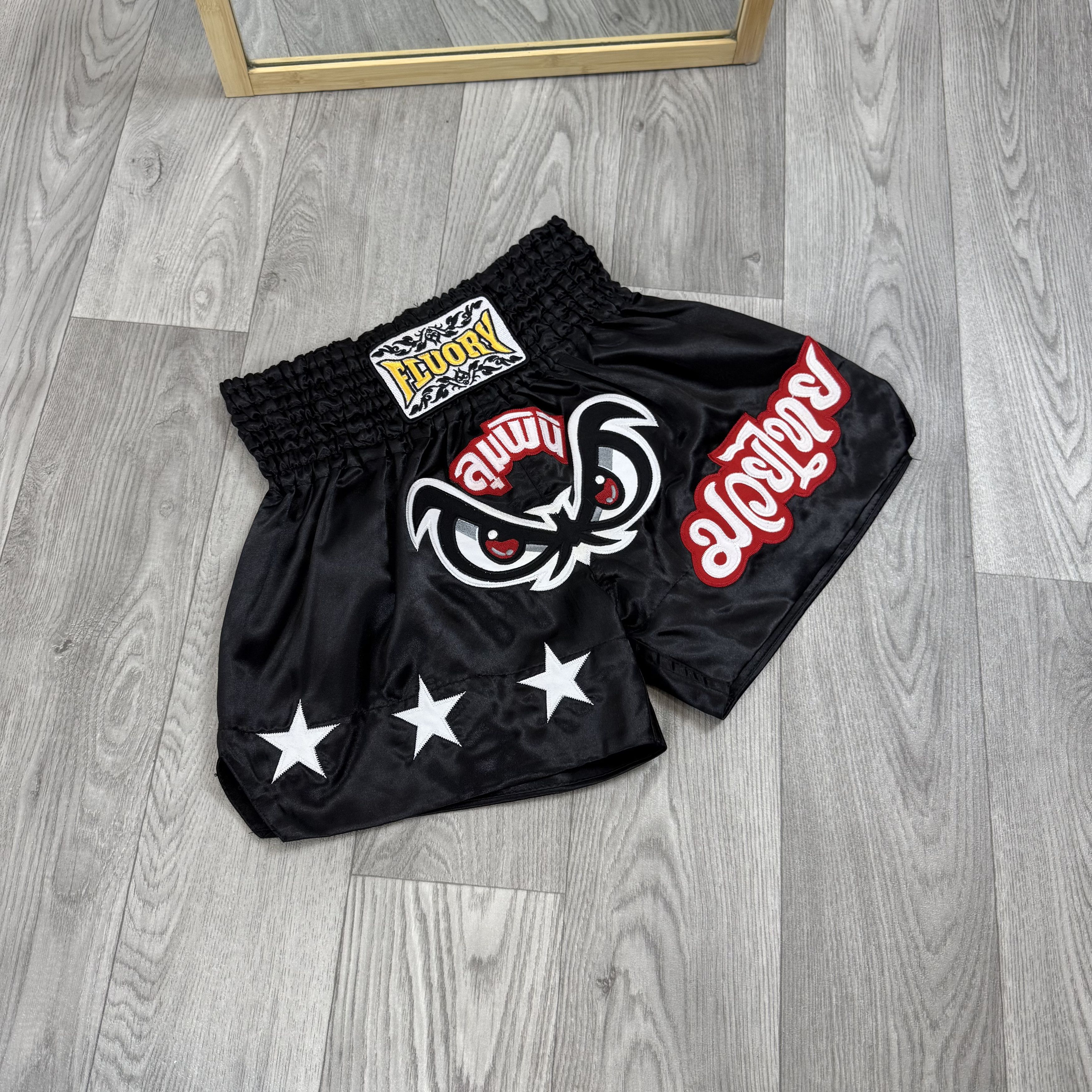 Vintage Vintage Fluory Bad Eyes Muay Thai Kickboxing Black Shorts Size US 30 / EU 46 - 8 Thumbnail