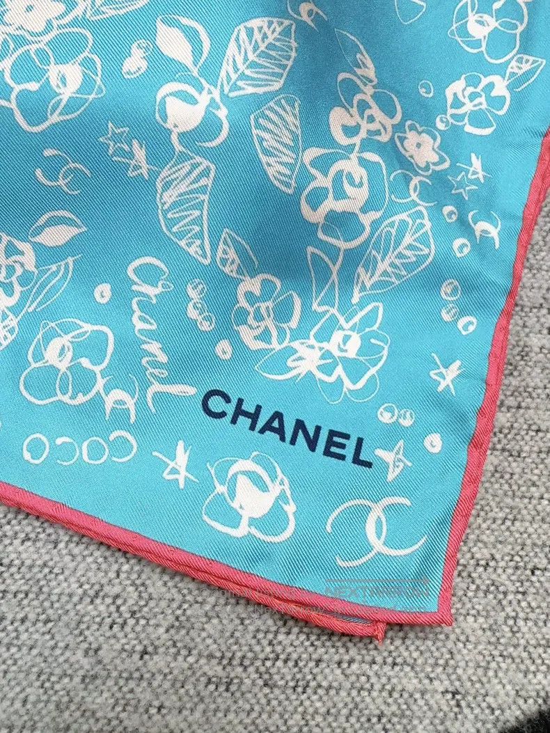 Chanel Chanel Little Blue Flower Silk Scarf Size ONE SIZE - 4 Thumbnail