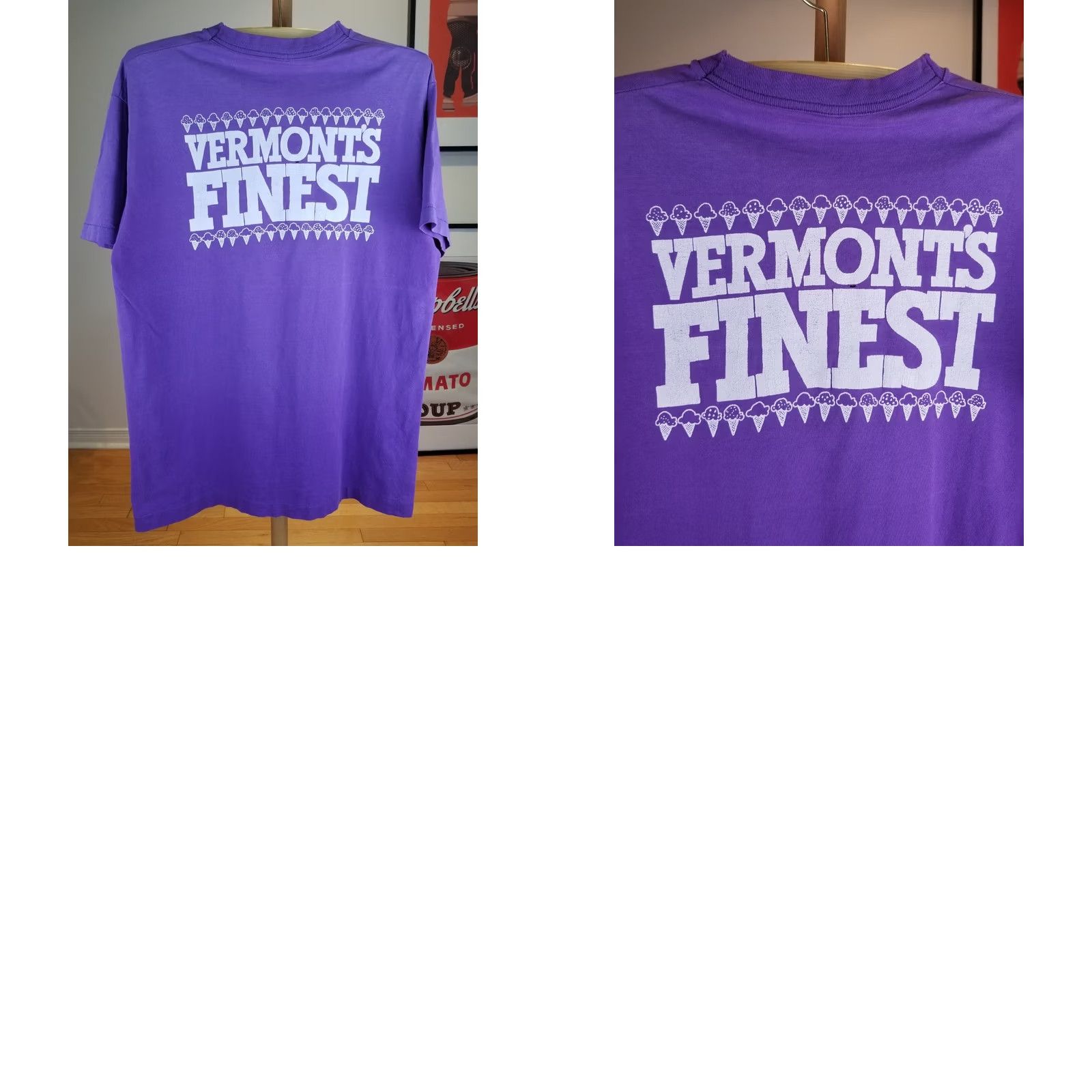 Vintage VINTAGE BEN & JERRY ICE CREAM PROMO PURPLE COTTON T-SHIRT SZ L Single Stitch Mens Size US L / EU 52-54 / 3 - 8 Thumbnail