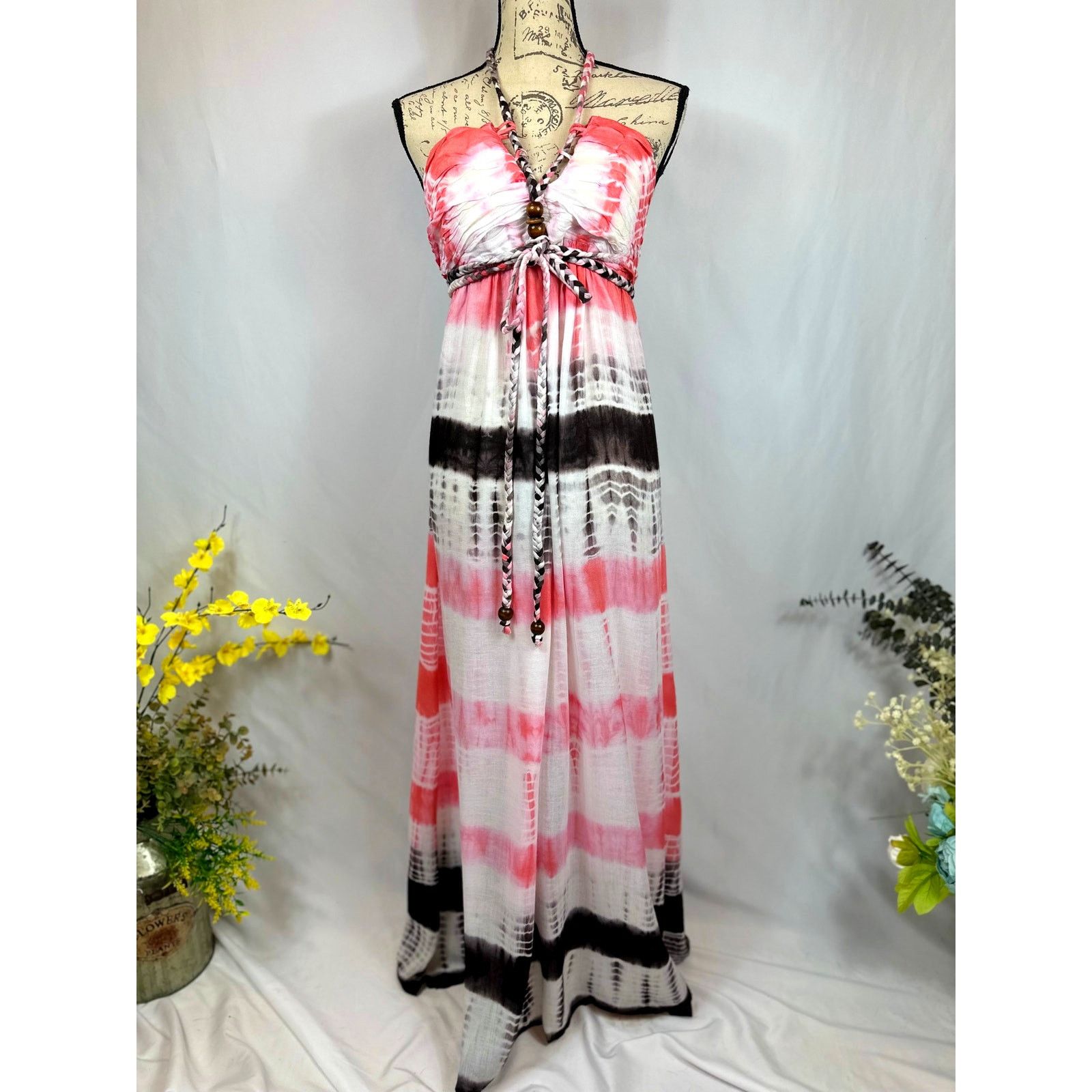 Other Chaudhry Halter Open Back Tie Dye Maxi Dress Pink Black M Size M / US 6-8 / IT 42-44 - 2 Thumbnail