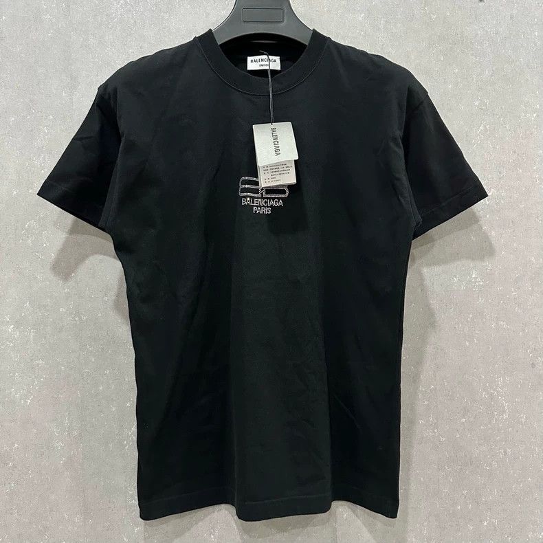 Balenciaga Balenciaga Black Crystal Double B Letter Logo Short Sleeve Size US XS / EU 42 / 0 - 1 Thumbnail
