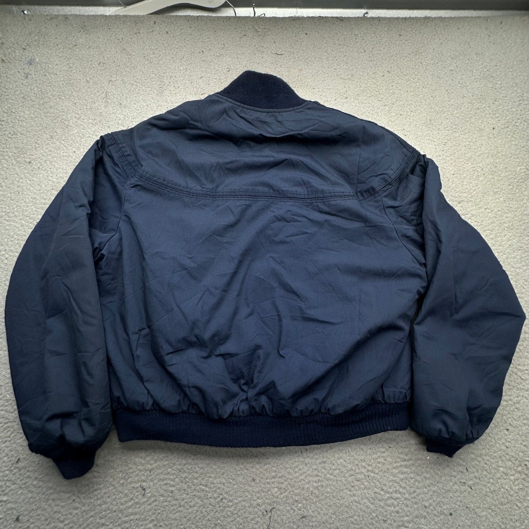 Vintage VINTAGE 80s Polyester Quilt Lined Bomber Flight Jacket Mens XL Talon Zipper Blue Navy Solid 90s 80s Casual Mens Size US XL / EU 56 / 4 - 7 Thumbnail