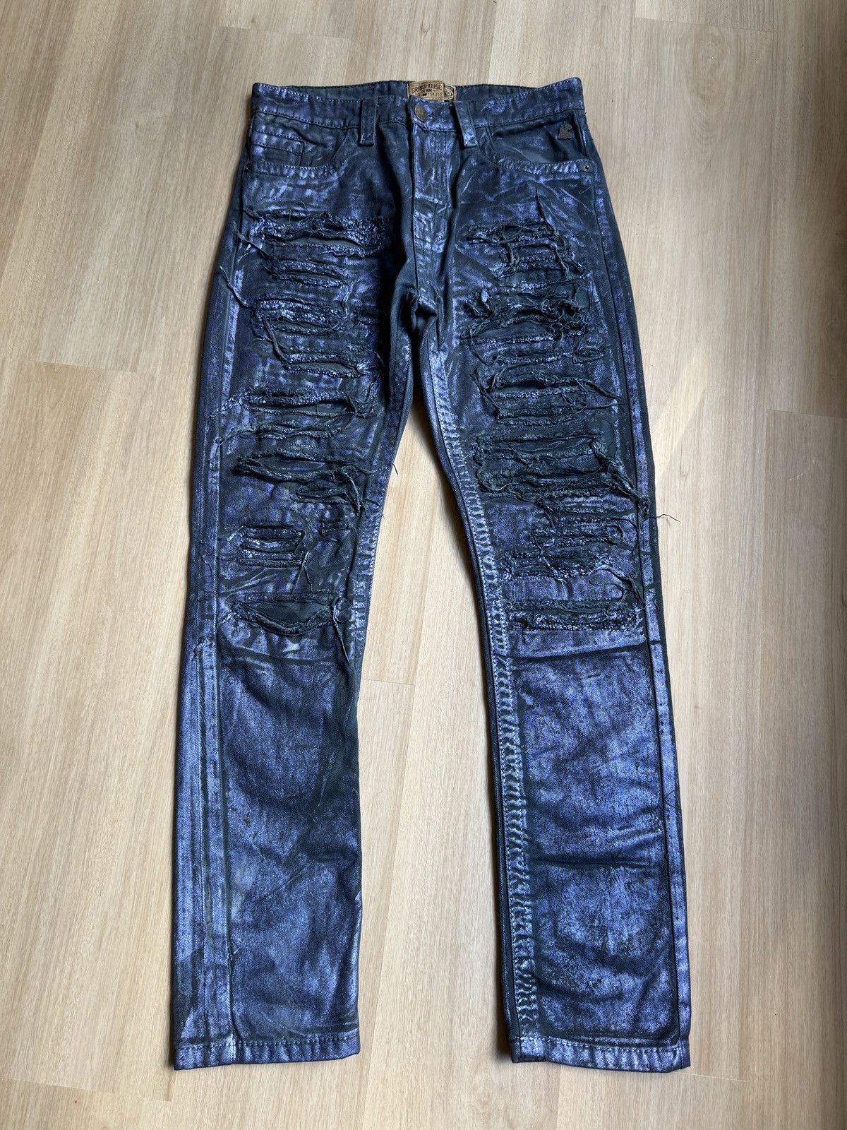Other Distressed Skinny Jeans Heavy Rips Waxed Size US 32 / EU 48 - 1 Thumbnail