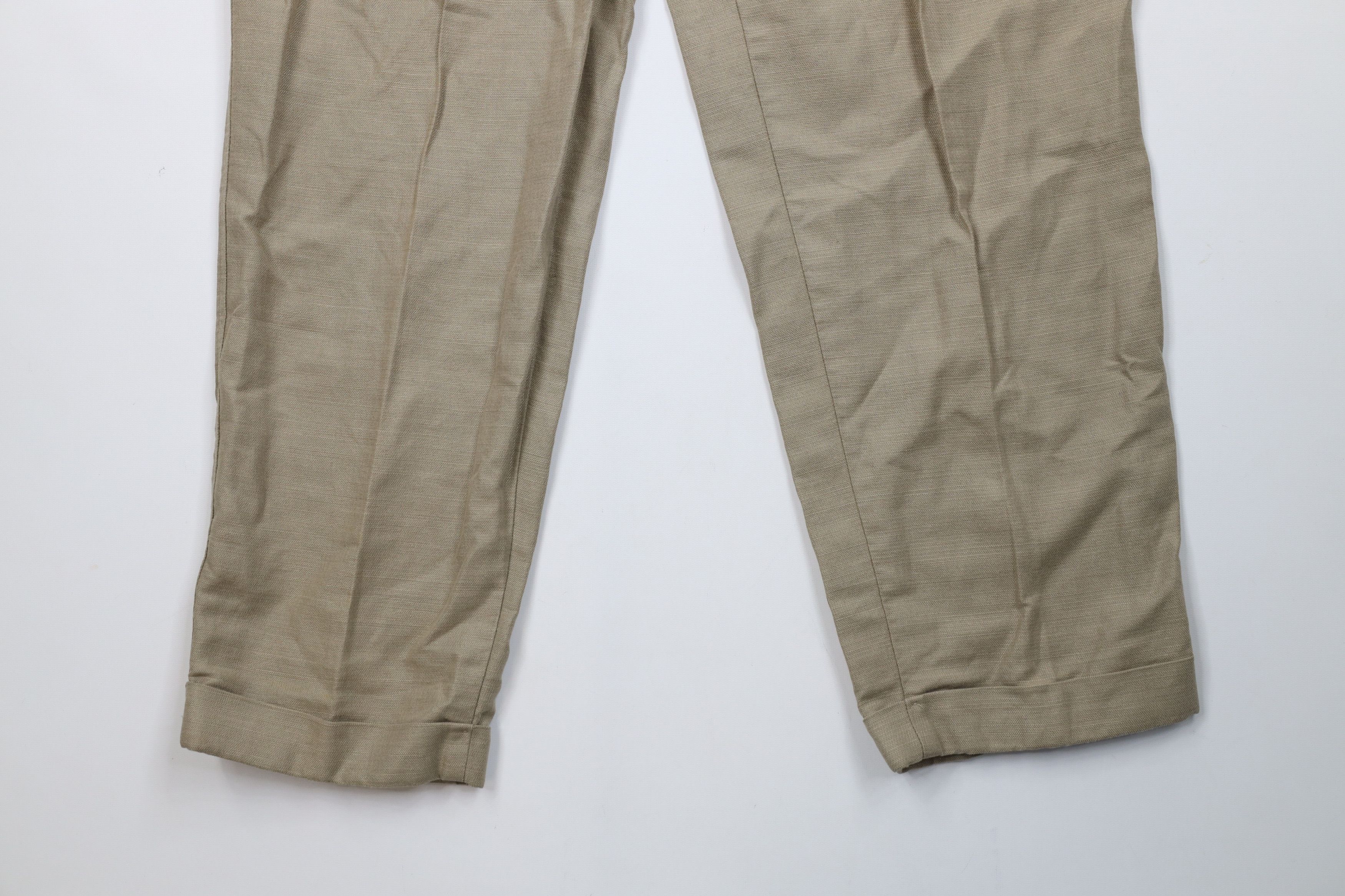 Vintage Vintage 90s Streetwear Linen Blend Cuffed Chino Pants Beige Size US 34 / EU 50 - 4 Thumbnail