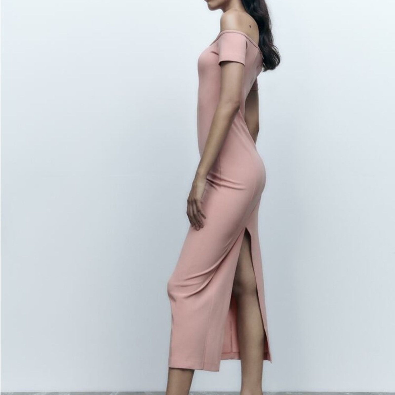 Zara ZARA TOPSTITCHED DRESS PALE PINK Size S / US 4 / IT 40 - 5 Thumbnail
