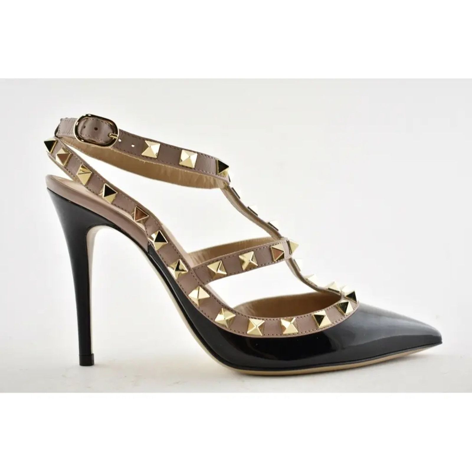 Valentino Rockstud Patent Poudre Ankle T Strap Classic Heel Pump 41.5 Size US 11.5 / IT 41.5 - 2 Thumbnail