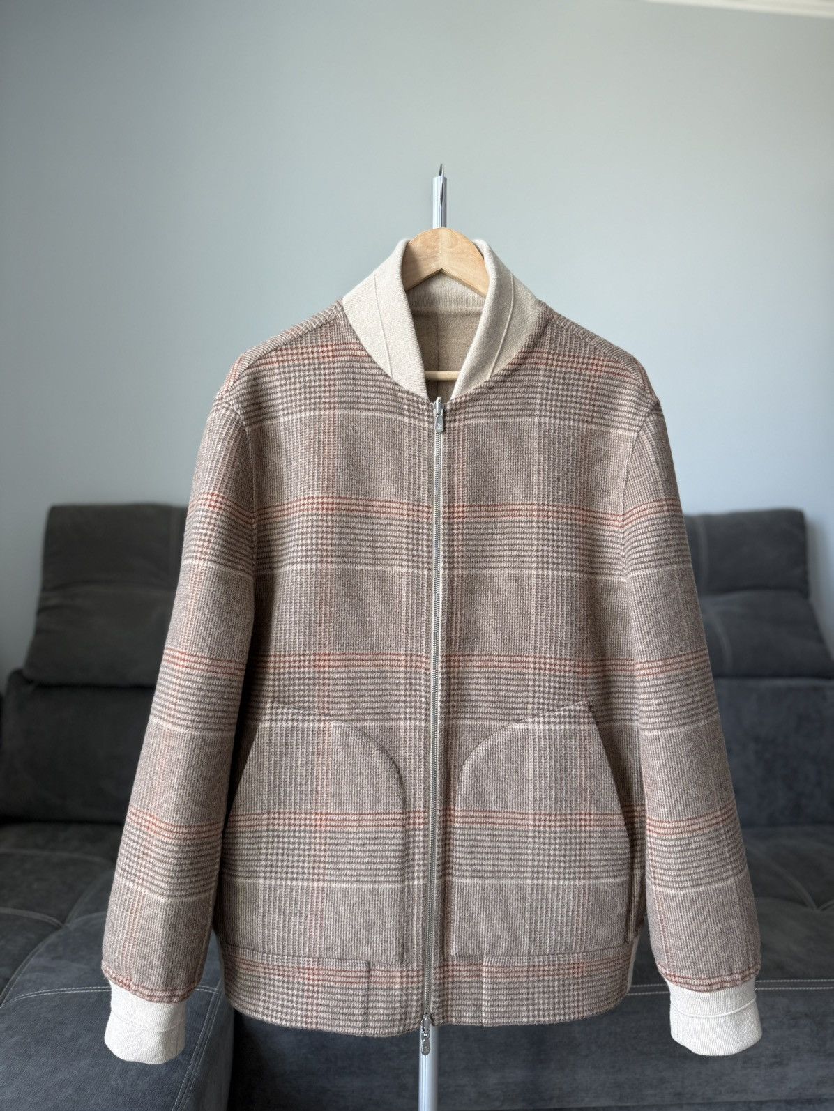 Brunello Cucinelli Brunello Cucinelli Reversible Bomber Jacket Cashmere Plaid Size US L / EU 52-54 / 3 - 14 Thumbnail