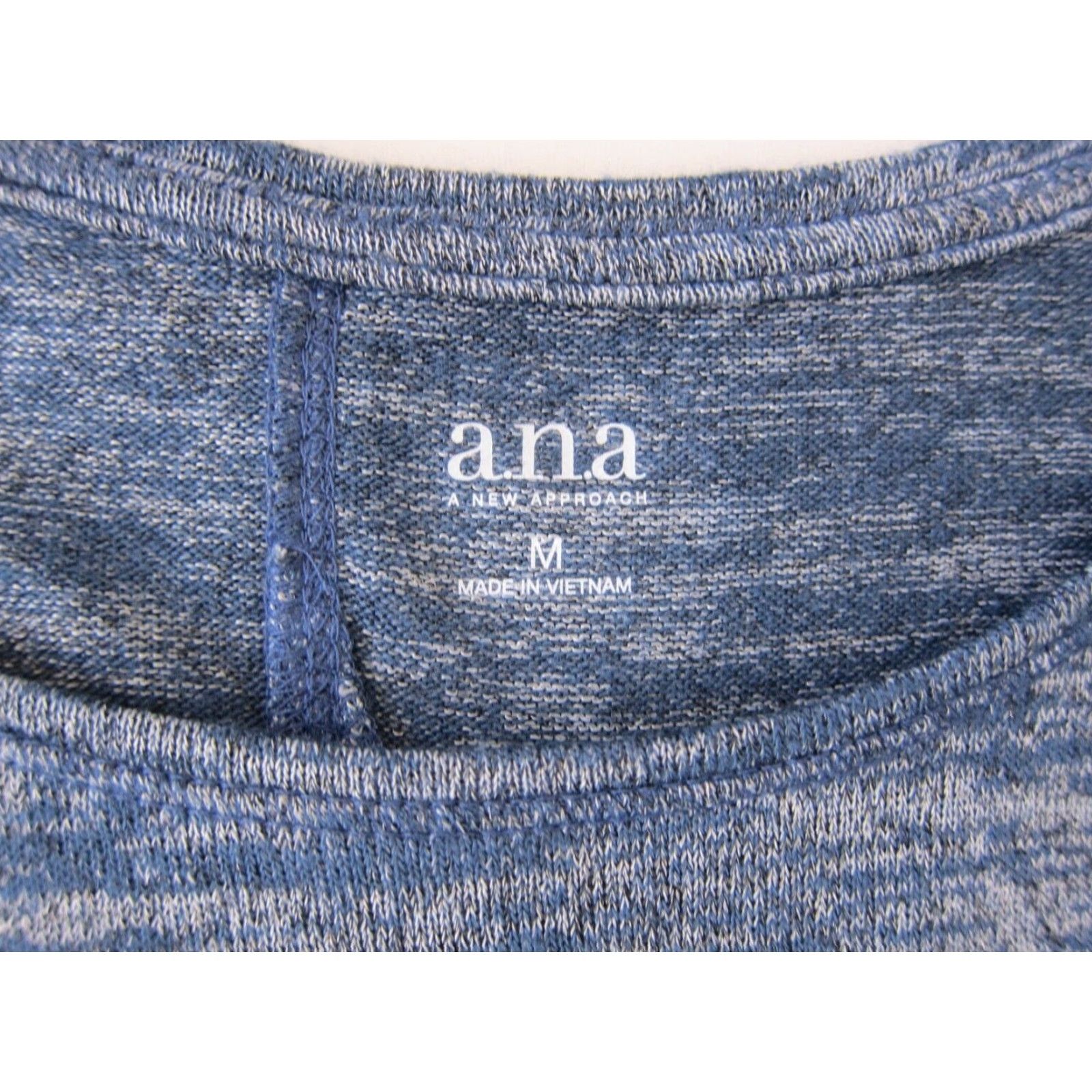 Vintage a.n.a Blouse Tunic Medium Shirt Womens Long Sleeve Round Neck Evening Blue Soft Stretch NWT Size M / US 6-8 / IT 42-44 - 3 Thumbnail