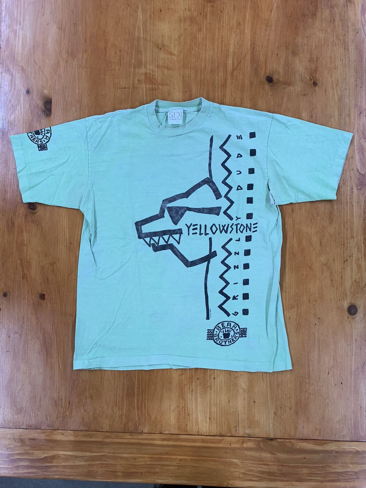 Vintage Vintage 1990s Yellowstone Neon Mint T-Shirt Size US XL / EU 56 / 4 - 1 Thumbnail