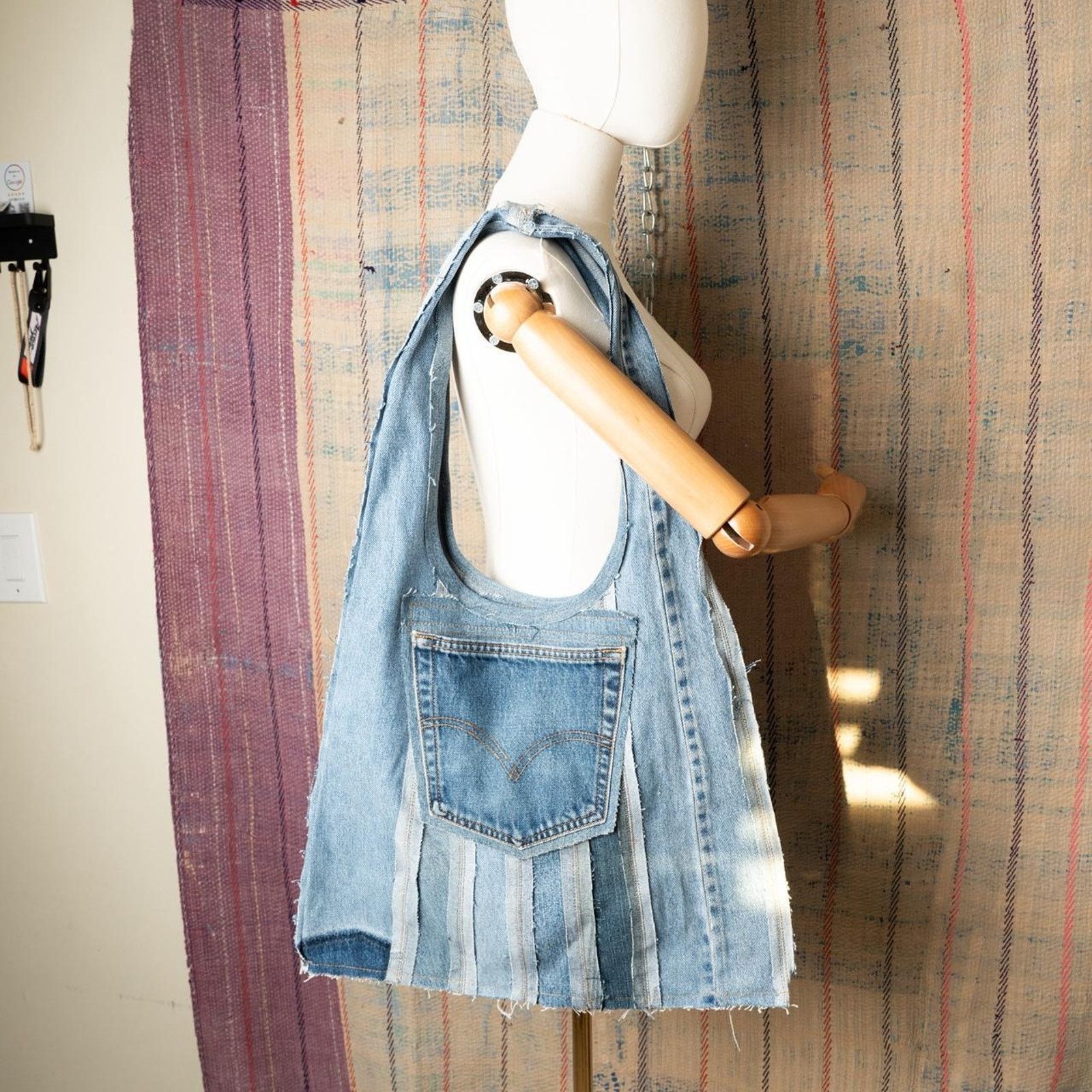 Other Custom upcycled shoulder bag / Upcycled reversible hobo bag Size ONE SIZE - 3 Thumbnail
