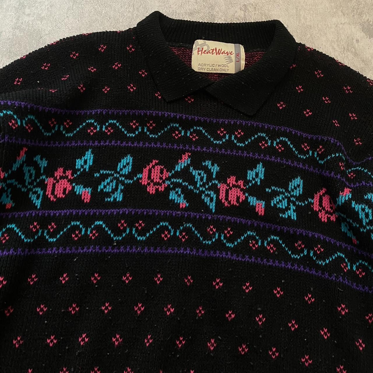 Other 80s vintage Roses black and pink floral sweater Size US S / EU 44-46 / 1 - 3 Thumbnail