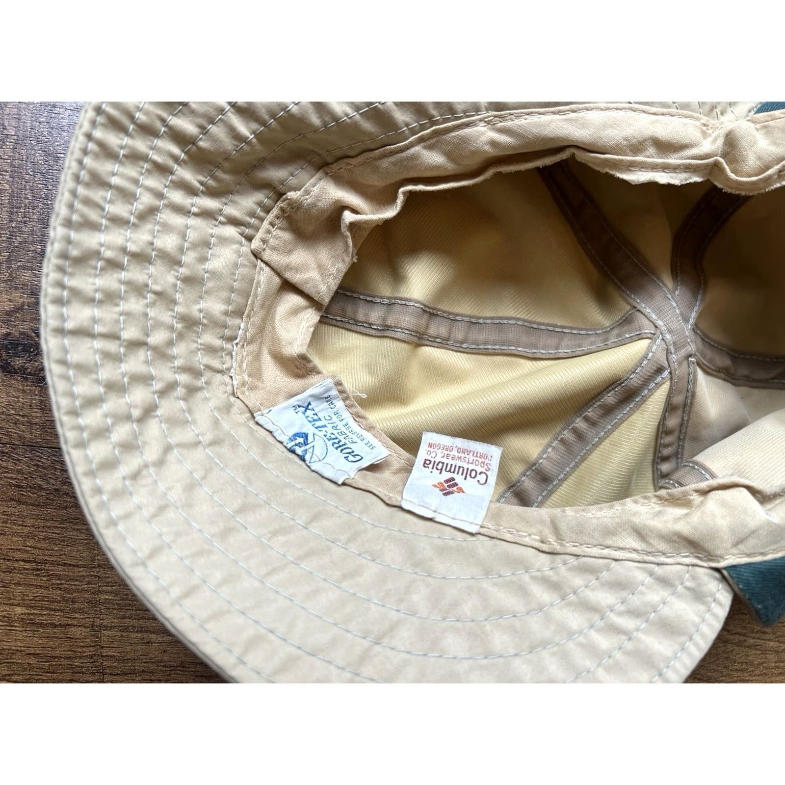 Vintage VINTAGE Columbia Fishing Hat Mens Beige Long Bill Gore-Tex USA Hat Mens One Size Beige USA Trapper Hat Size ONE SIZE - 8 Thumbnail