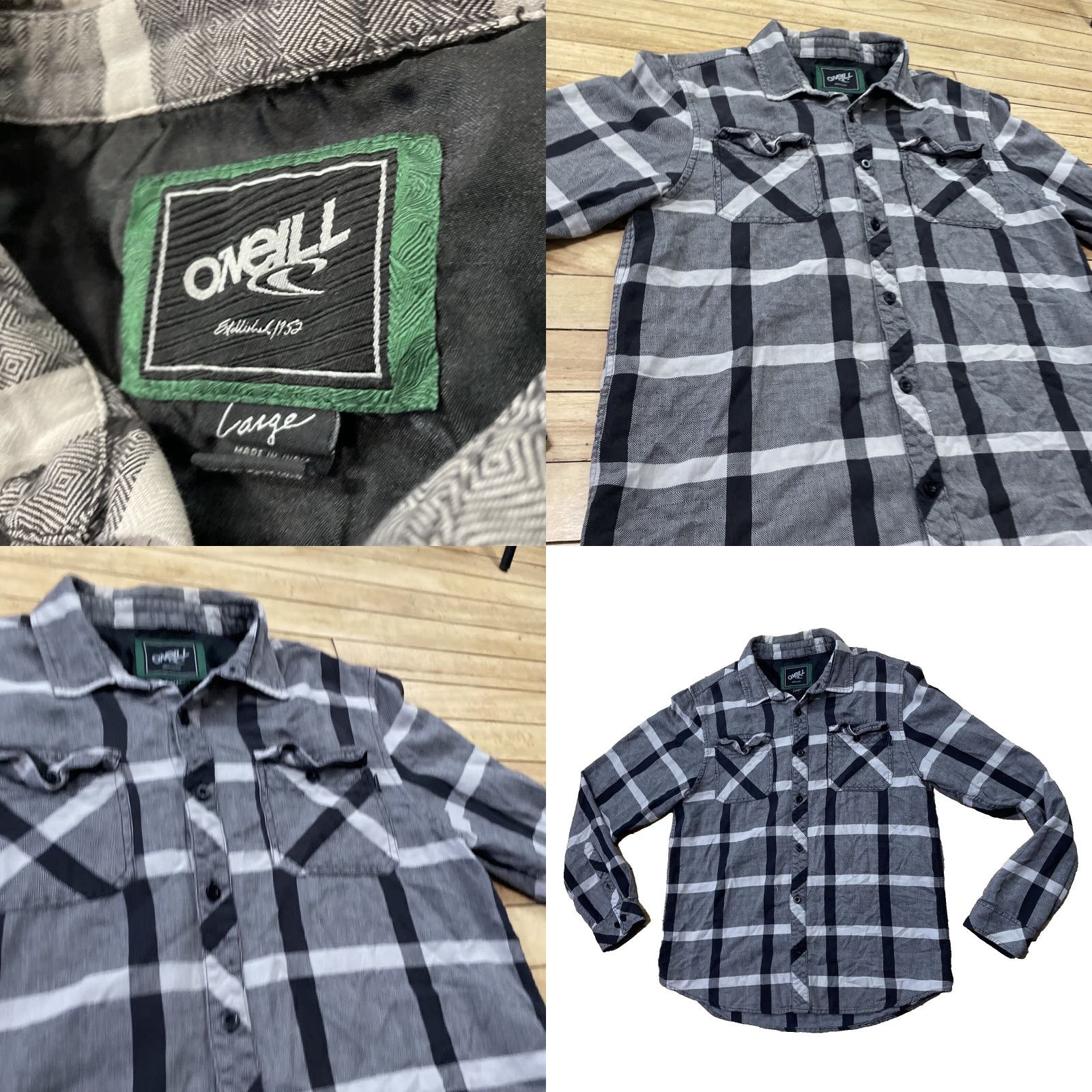 O'Neill VINTAGE O'Neill Flannel Button Shirt Men L Y2k Streetwear Skate Surf Grunge Gray Plaid L Size US L / EU 52-54 / 3 - 10 Thumbnail