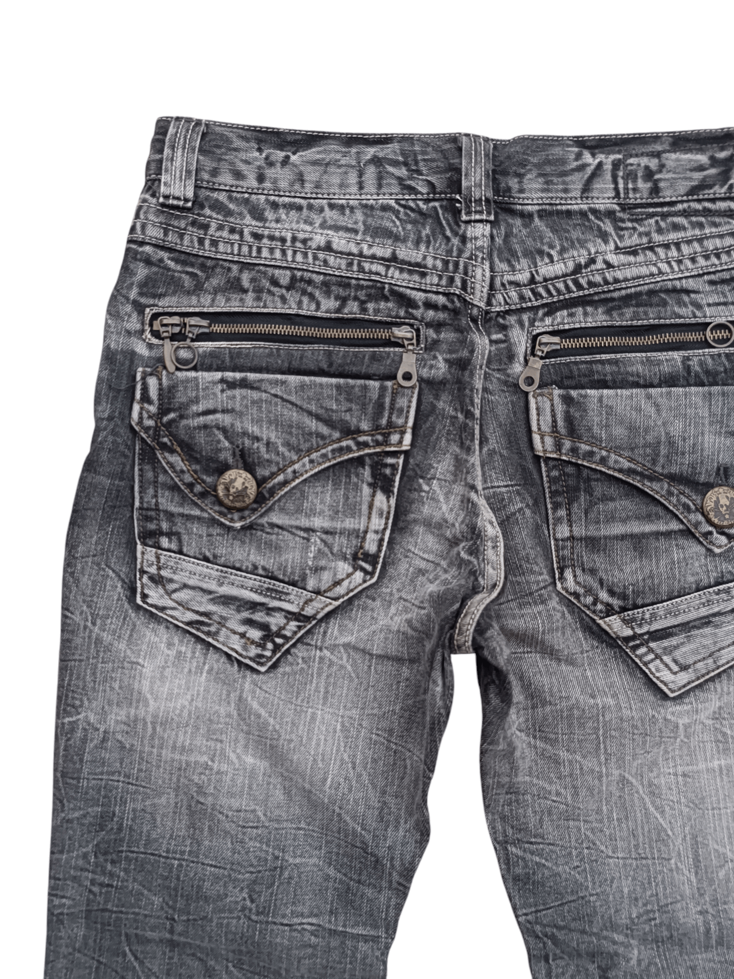 Japanese Brand FLARED 🔥 BLOW BY BLUE DISTRESSED WHISKERS FADED JEANS Size US 31 - 17 Thumbnail