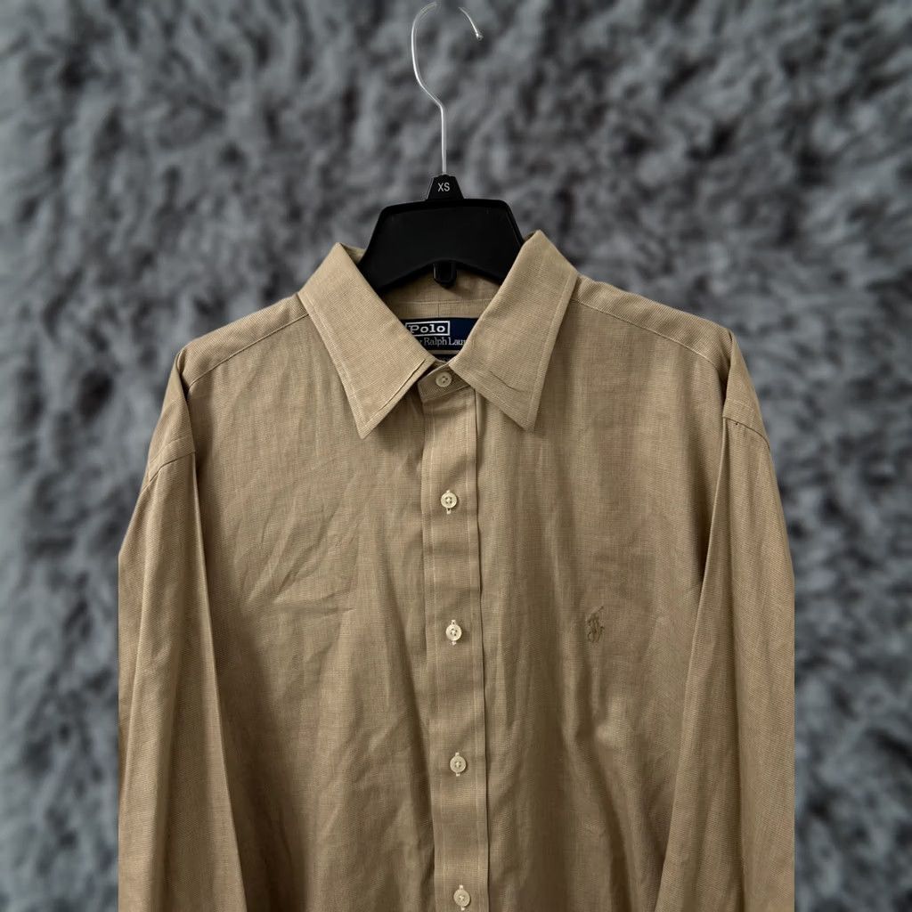 Polo Ralph Lauren VINTAGE Polo Ralph Lauren Dress Shirt Mens 17 34/35 Brown Long Sleeve Button Up Size US XL / EU 56 / 4 - 1 Thumbnail