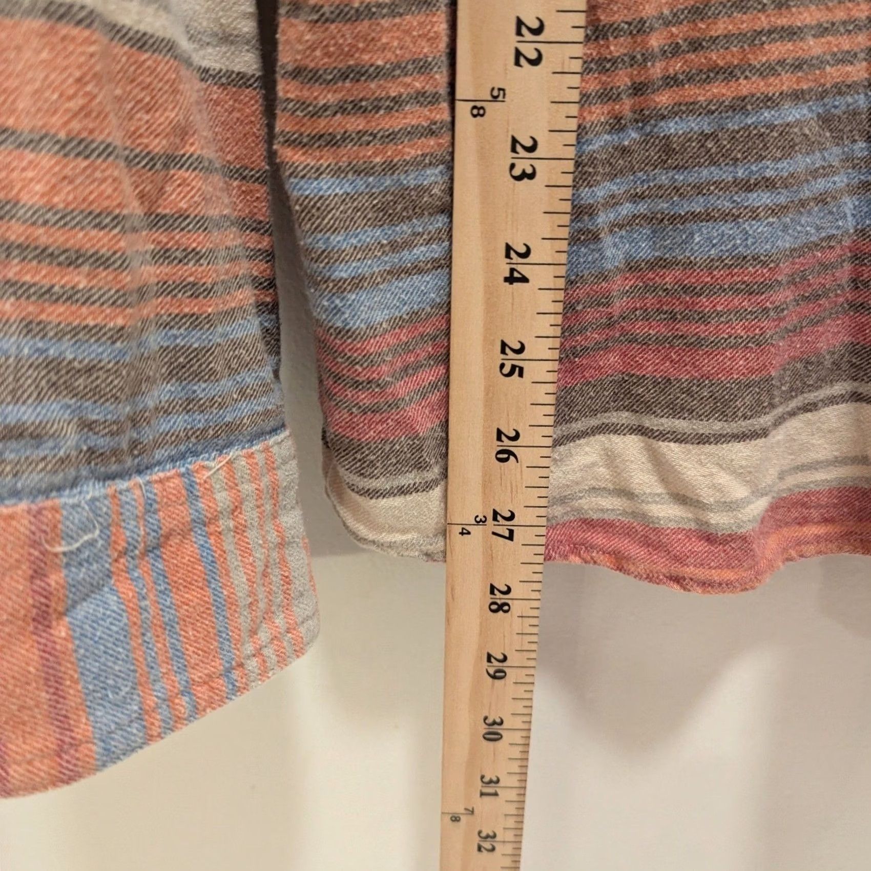 Vintage Massive Outdoor Flannel Shirt Slim Fit Long Sleeve Button-Up 100% Cotton XL Men Striped Orange/Beige/Blue-Grey Pattern Vintage No Size US XL / EU 56 / 4 - 5 Thumbnail