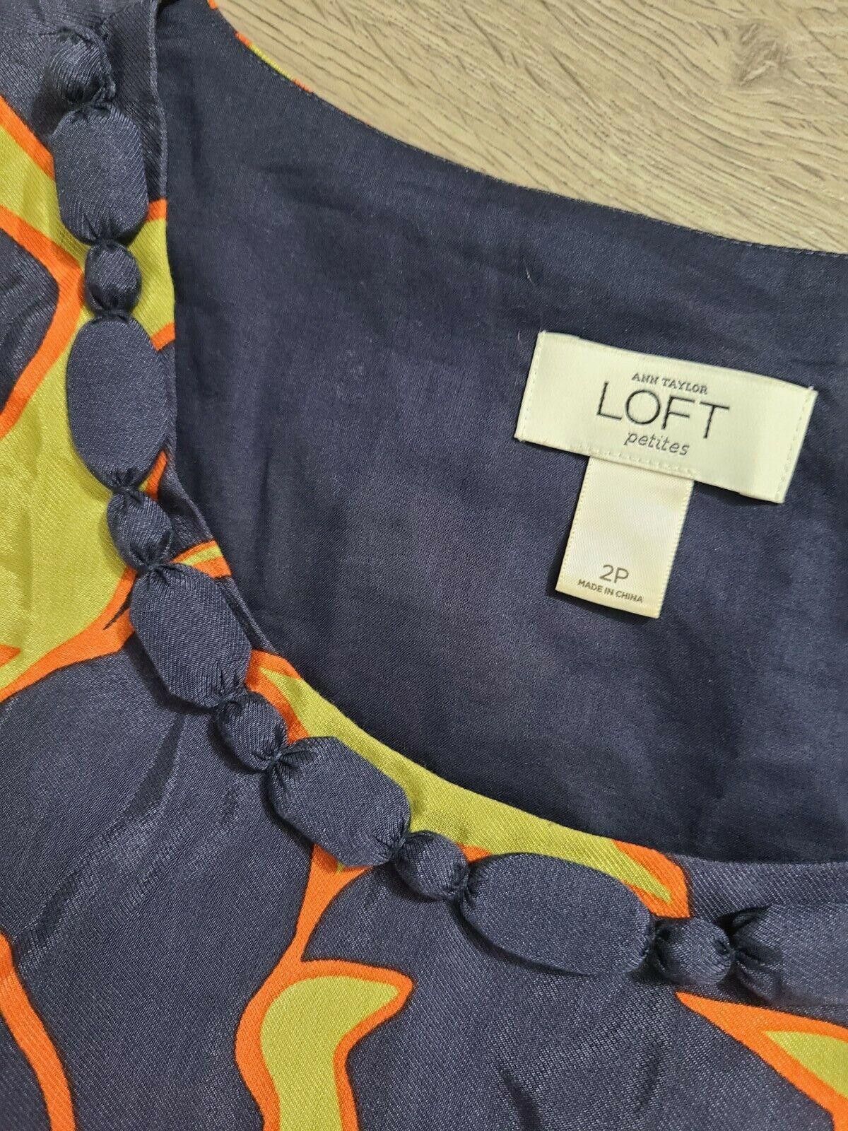 Designer Ann Taylor Loft Dress 2p Petite Mod Floral Short Size XS / US 0-2 / IT 36-38 - 3 Thumbnail
