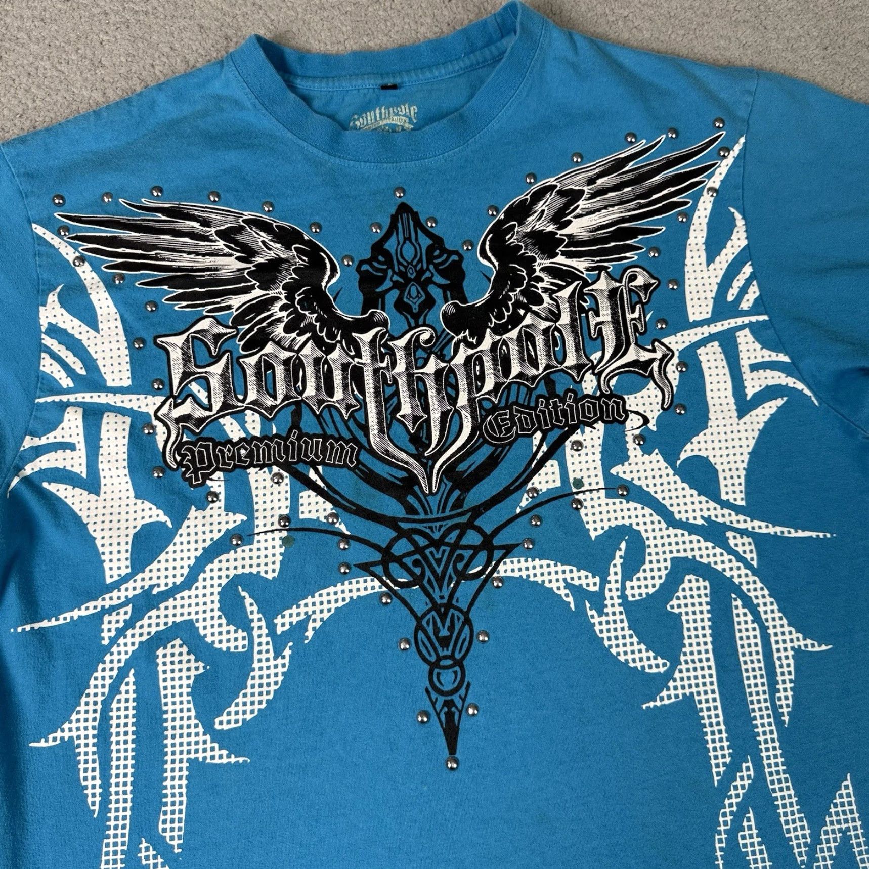 Southpole VINTAGE Southpole T Shirt Adult XL Blue Premium Studded Wing Y2K Distressed Rare Size US XL / EU 56 / 4 - 2 Thumbnail