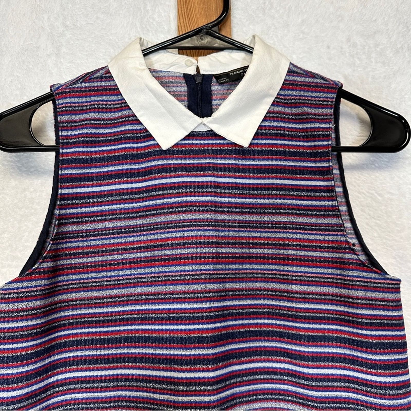 Zara Zara Purple Black Striped Collared Sleeveless Dress Size XS Size XS / US 0-2 / IT 36-38 - 2 Thumbnail