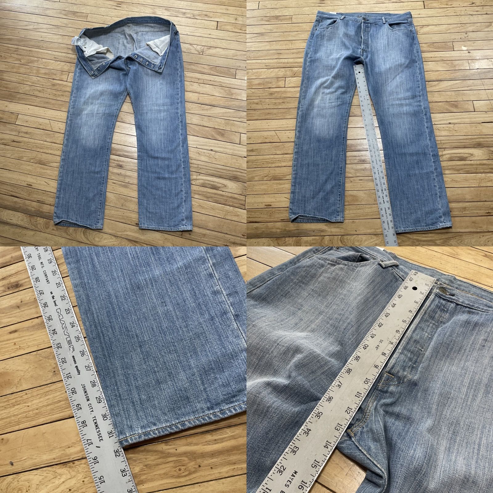 Levi's VINTAGE Levi's Jeans 501XX Light Blue Denim Straight 501 40x32 Mens Regular Blue Jeans 5-Pocket Logo Zipper Button Vintage Mens Size US 36 / EU 52 - 10 Thumbnail