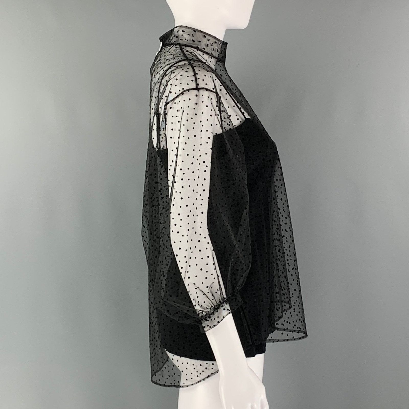 Akris Size 2 Black Polyester Nylon Mesh Lined Blouse Size XS / US 0-2 / IT 36-38 - 2 Thumbnail
