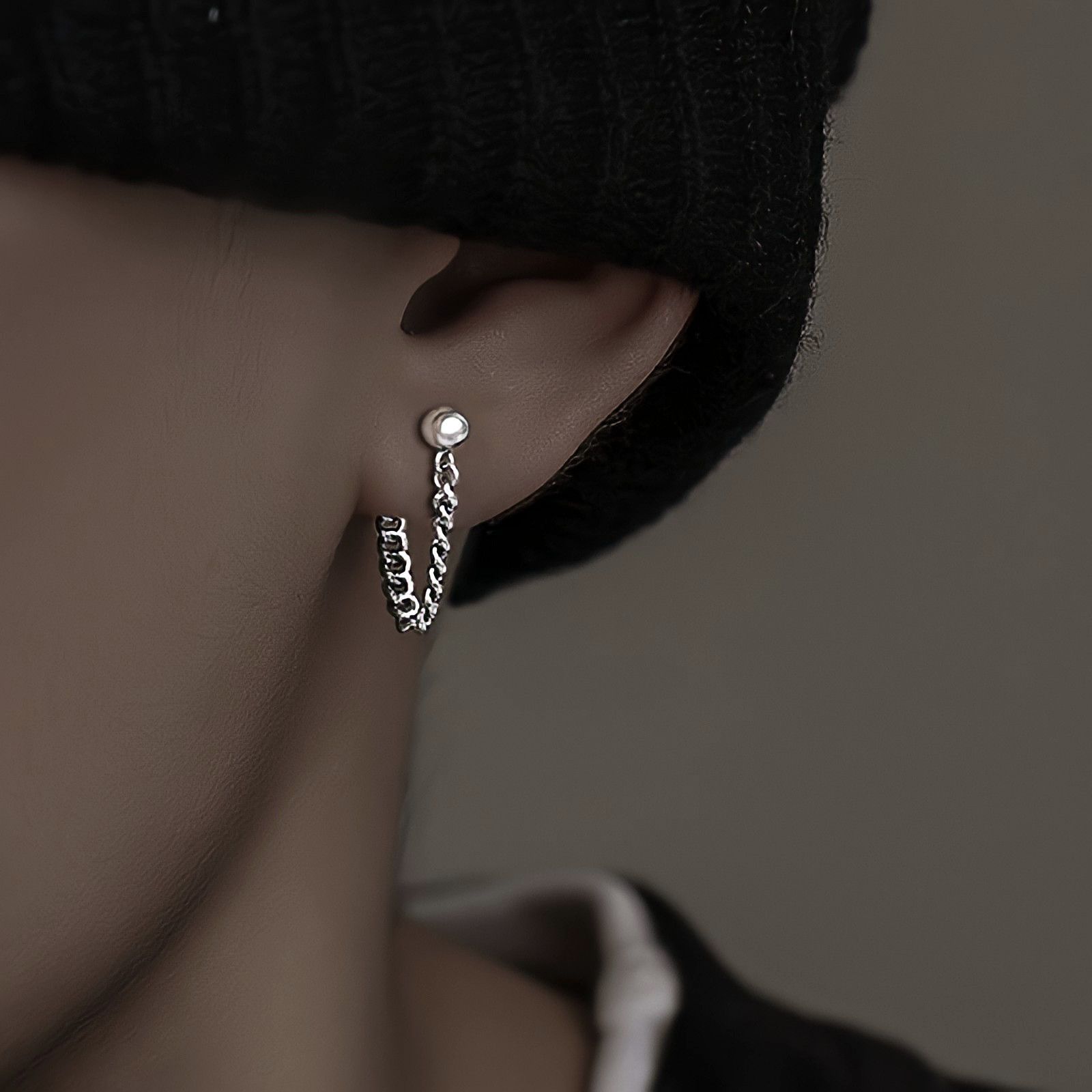 Diamond Earrings x Jewelry Punk Earrings One Pairs Chrome Jewelry in Silver, Men's