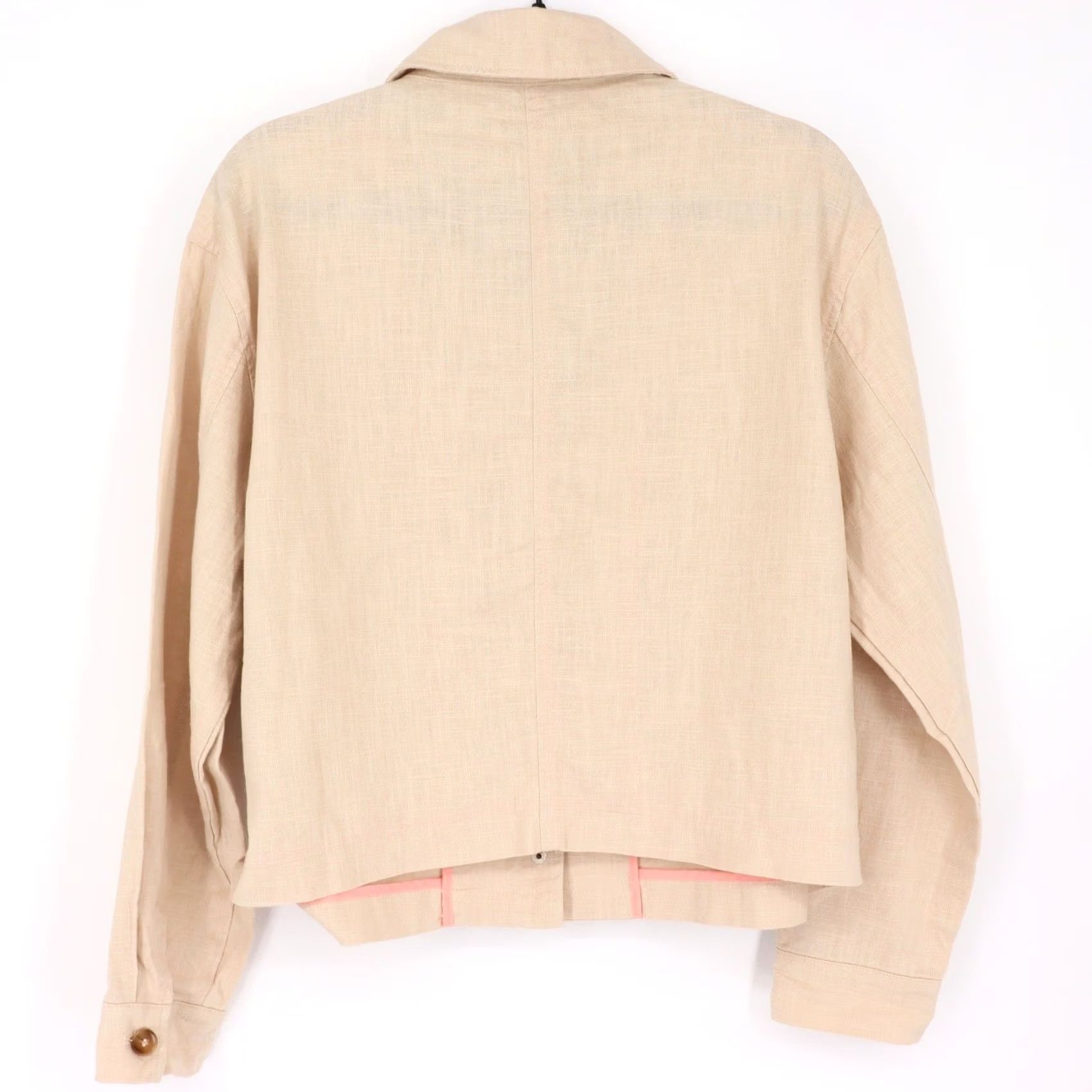 Vintage Dolan Left Coast Collection Jacket Womens Size L Tan Linen Blend Utility Cropped Size L / US 10 / IT 46 - 2 Thumbnail