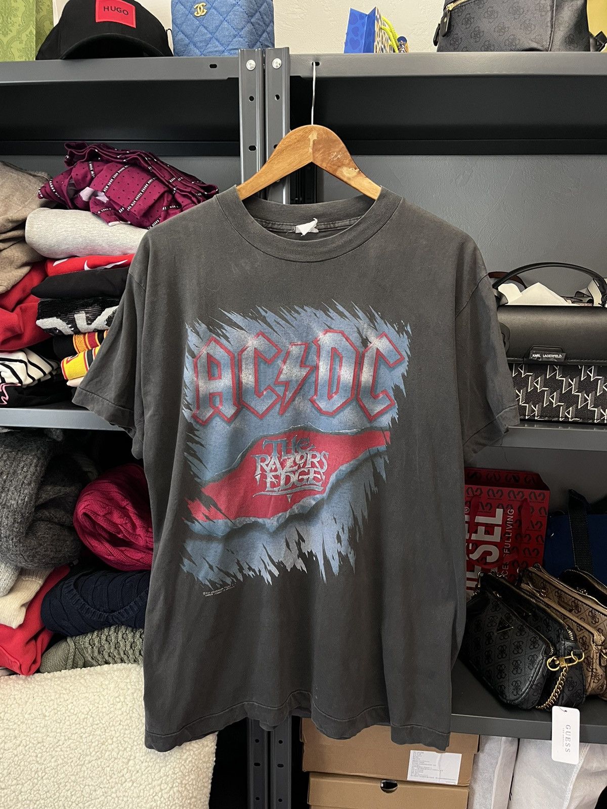AC/DC × Band Tees × Vintage Vintage Ac/Dc 1990 Razors Edge Tour Tee ...