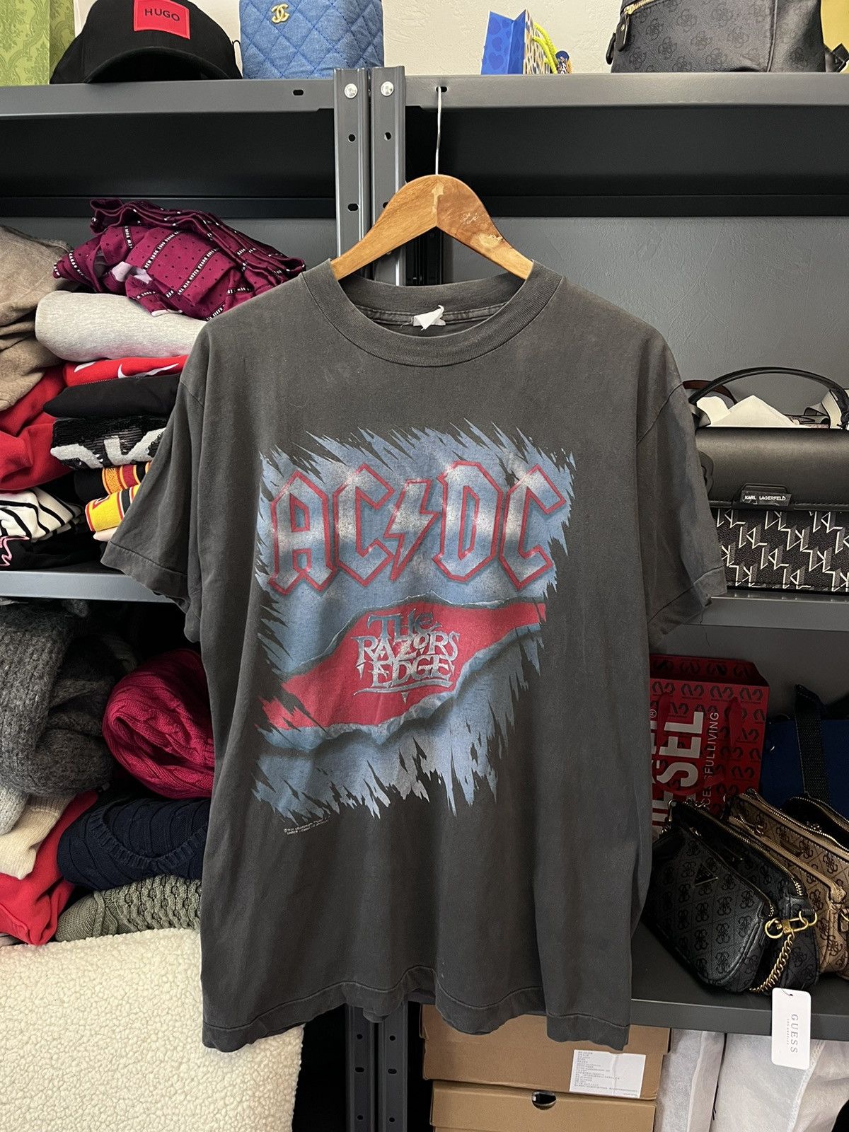 Pre-owned Acdc X Band Tees Vintage Ac/dc 1990 Razors Edge Tour Tee In Black