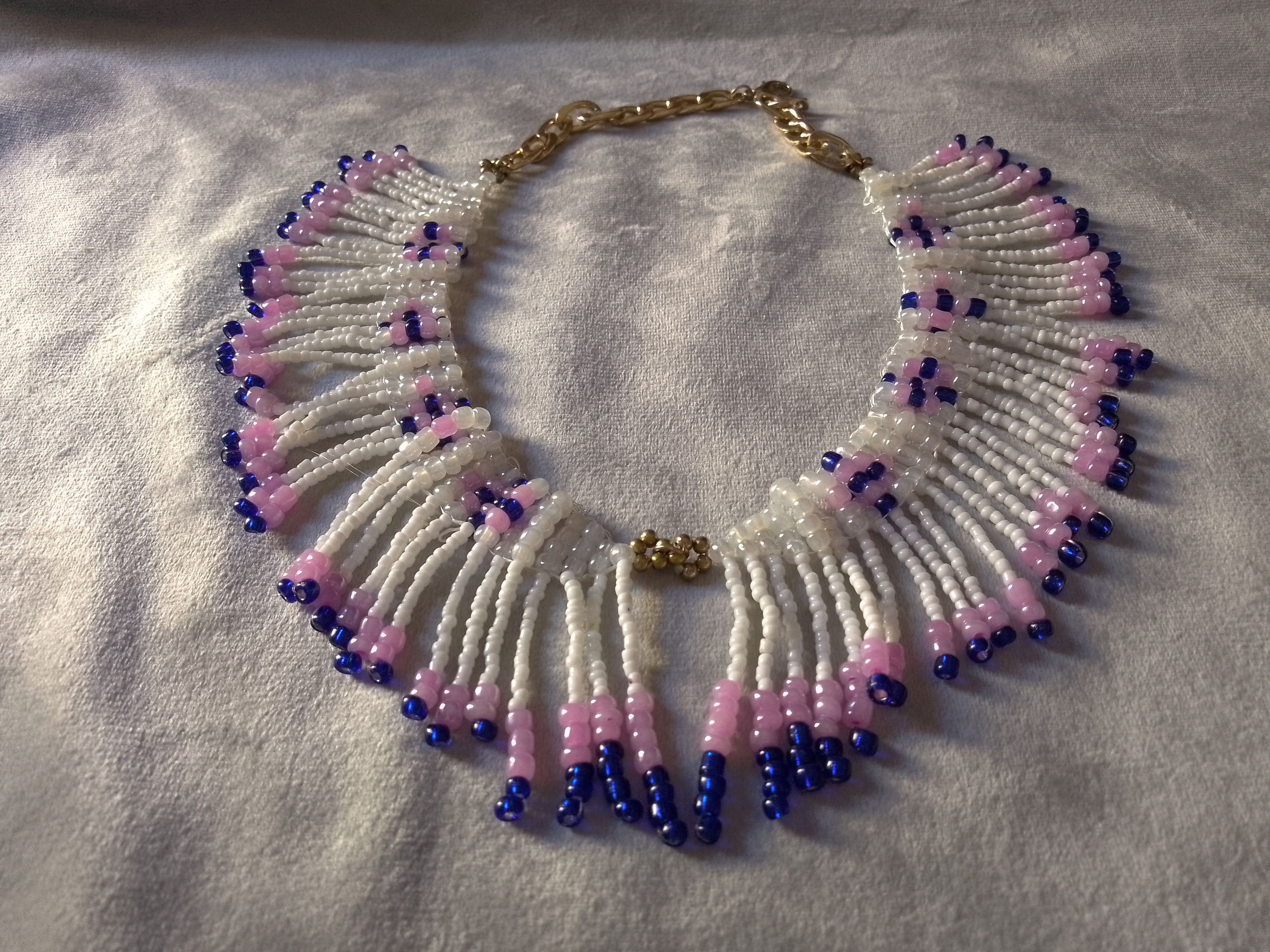 Handmade NECKLACE ETHNIC NATIVE AMERICANS WHITE BANGS Size ONE SIZE - 2 Thumbnail